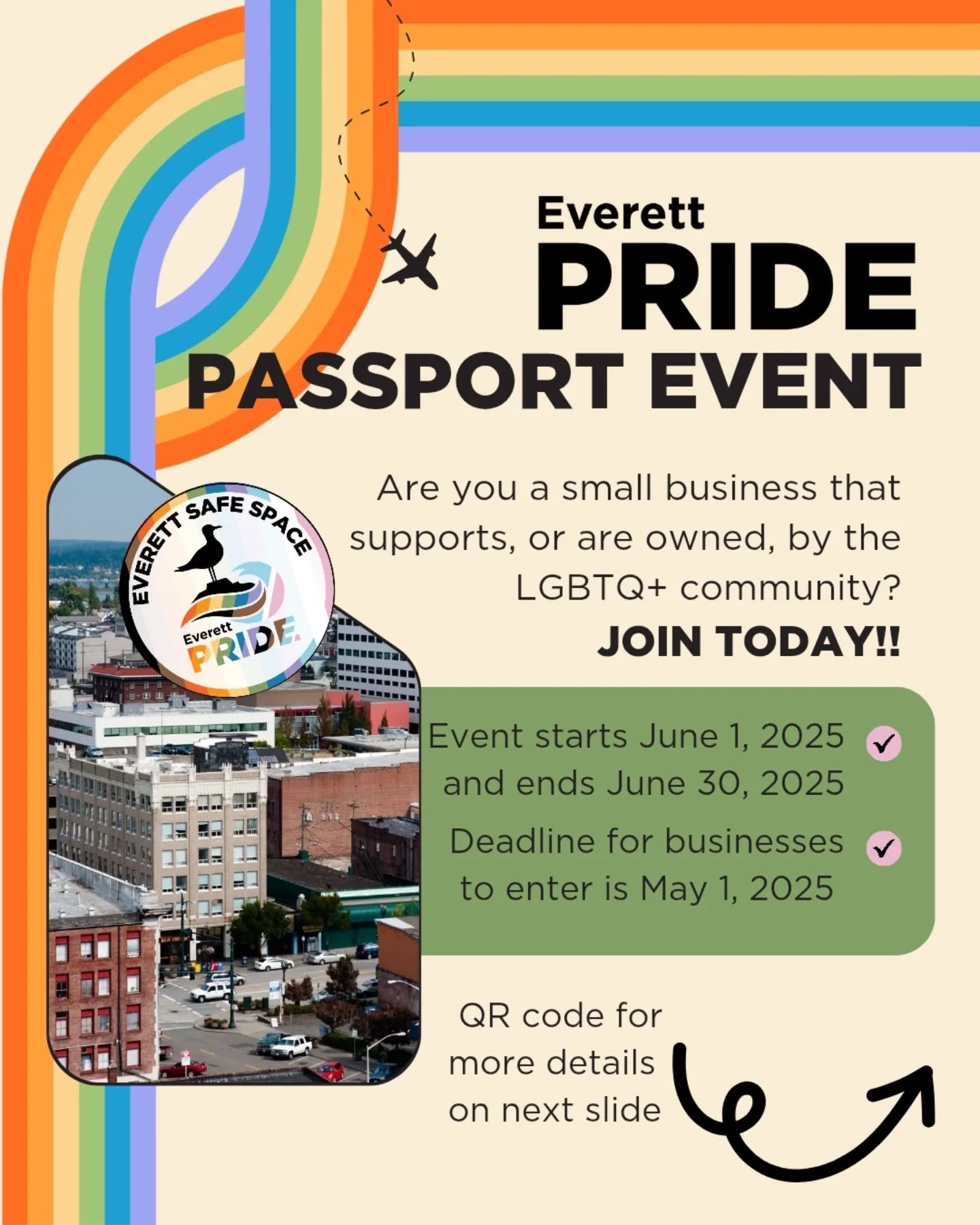 Are you a small business that supports, or are owned, by the LGBTQ+ Community?
The Everett Pride Passport is a fun and inclusive event supporting local businesses throughout the month of June in celebration of Pride.
Deadline for businesses to sig