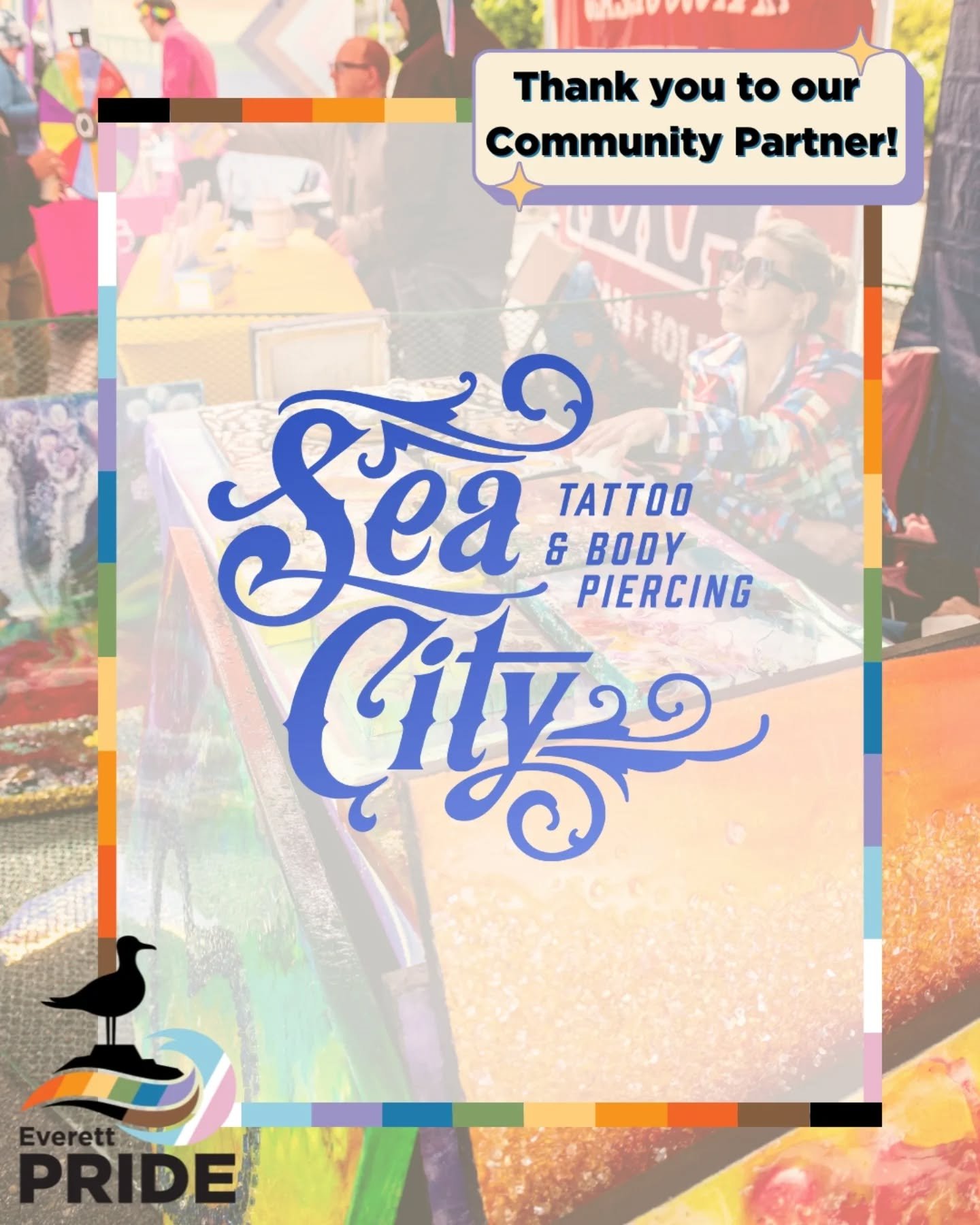 Thank you to @seacitytattoo for sponsoring Pride this year!
Sea City is an LGBTQ+ owned and operated piercing and tattoo studio in Everett where you will find a friendly staff, a clean atmosphere and professional work. They aim to make your experie