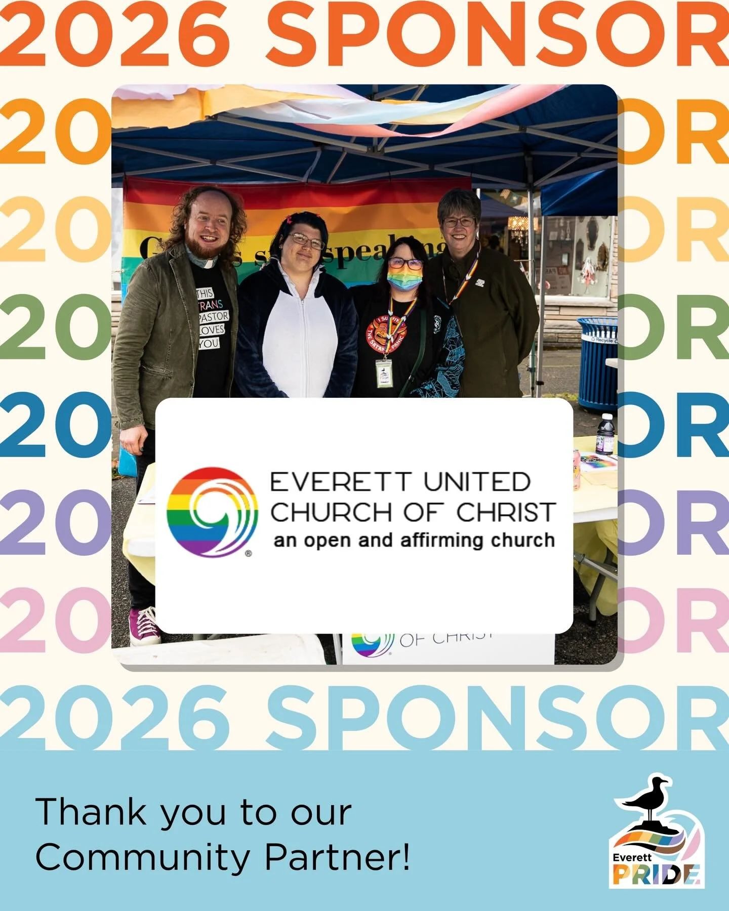 A big thank you to Everett United Church of Christ for sponsoring Everett Pride 2026 💖🌈

Everett Pride wouldn&rsquo;t exist without the support of our amazing sponsors! 

The Rainbow Church, as some have dubbed it, is a safe place to rest and recre