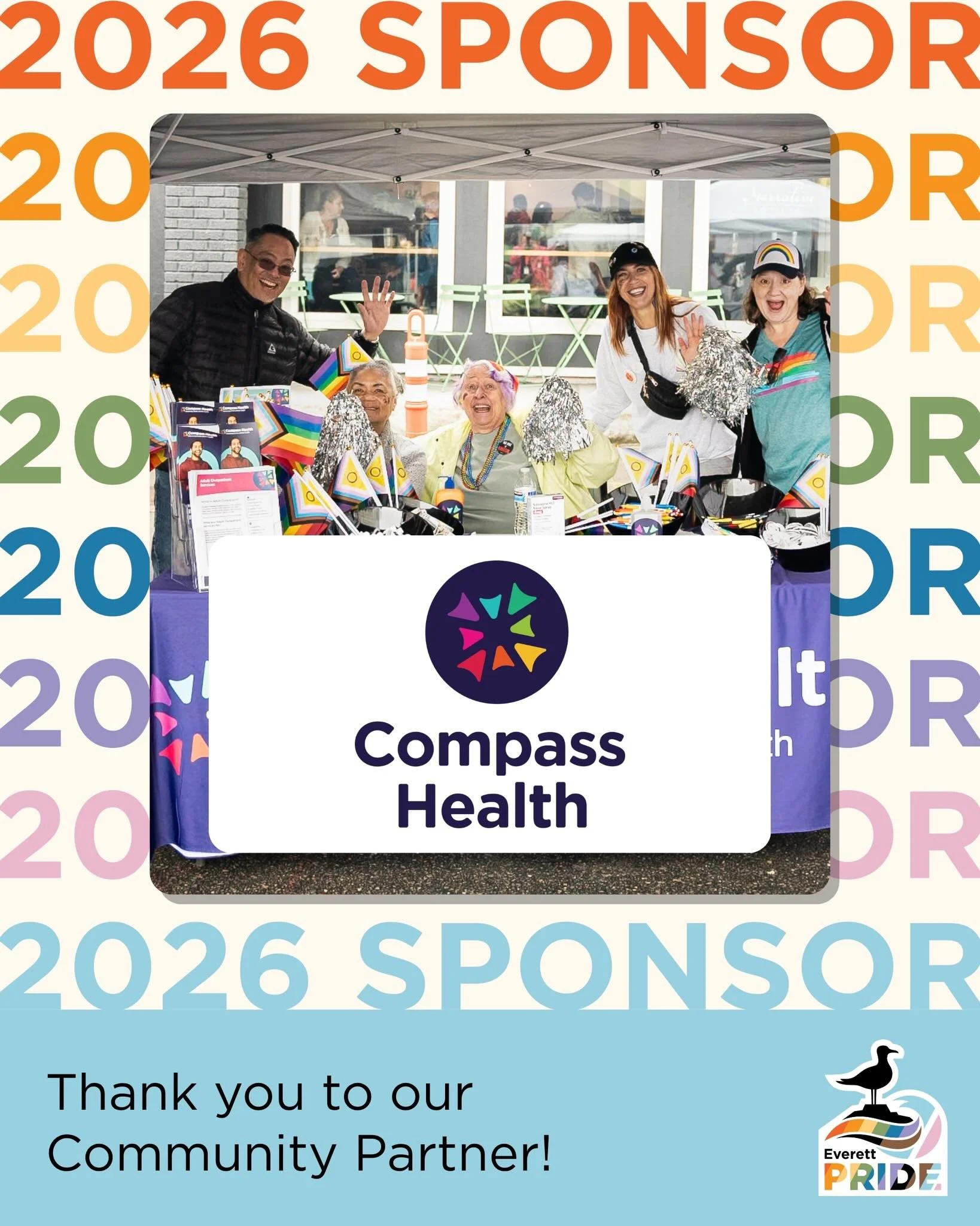 A big thank you to @compasshealthwa for sponsoring Everett Pride 2026 🌈💖

Everett Pride wouldn&rsquo;t exist without the support of our amazing sponsors! 

Compass Health envisions a future with communities where everyone receives equitable support