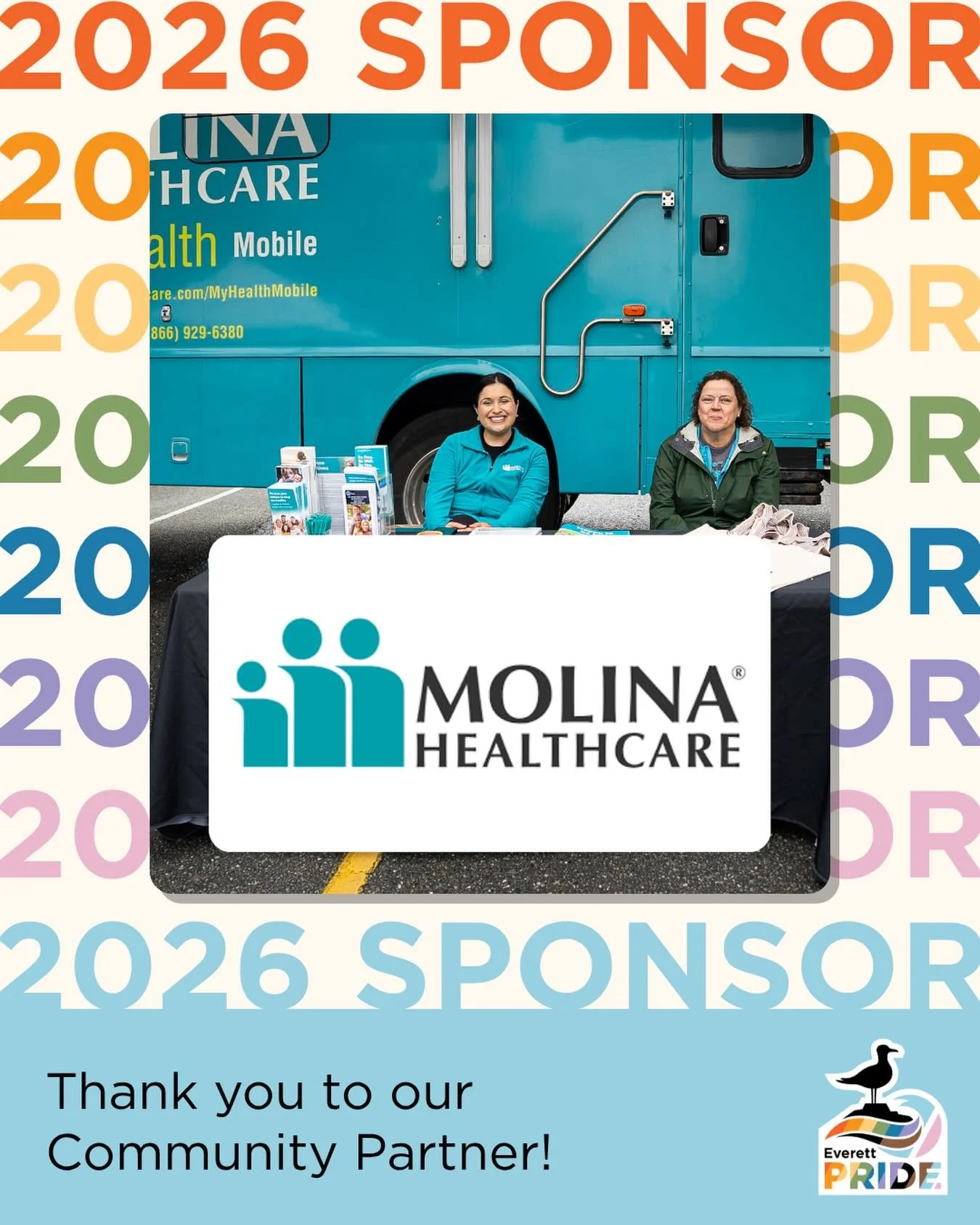 A big thank you to @molinahealth for sponsoring Everett Pride 2026 🌈💖

Everett Pride wouldn&rsquo;t exist without the support of our amazing sponsors! 

Molina believes every person, family, and community deserves access to high quality healthcare 