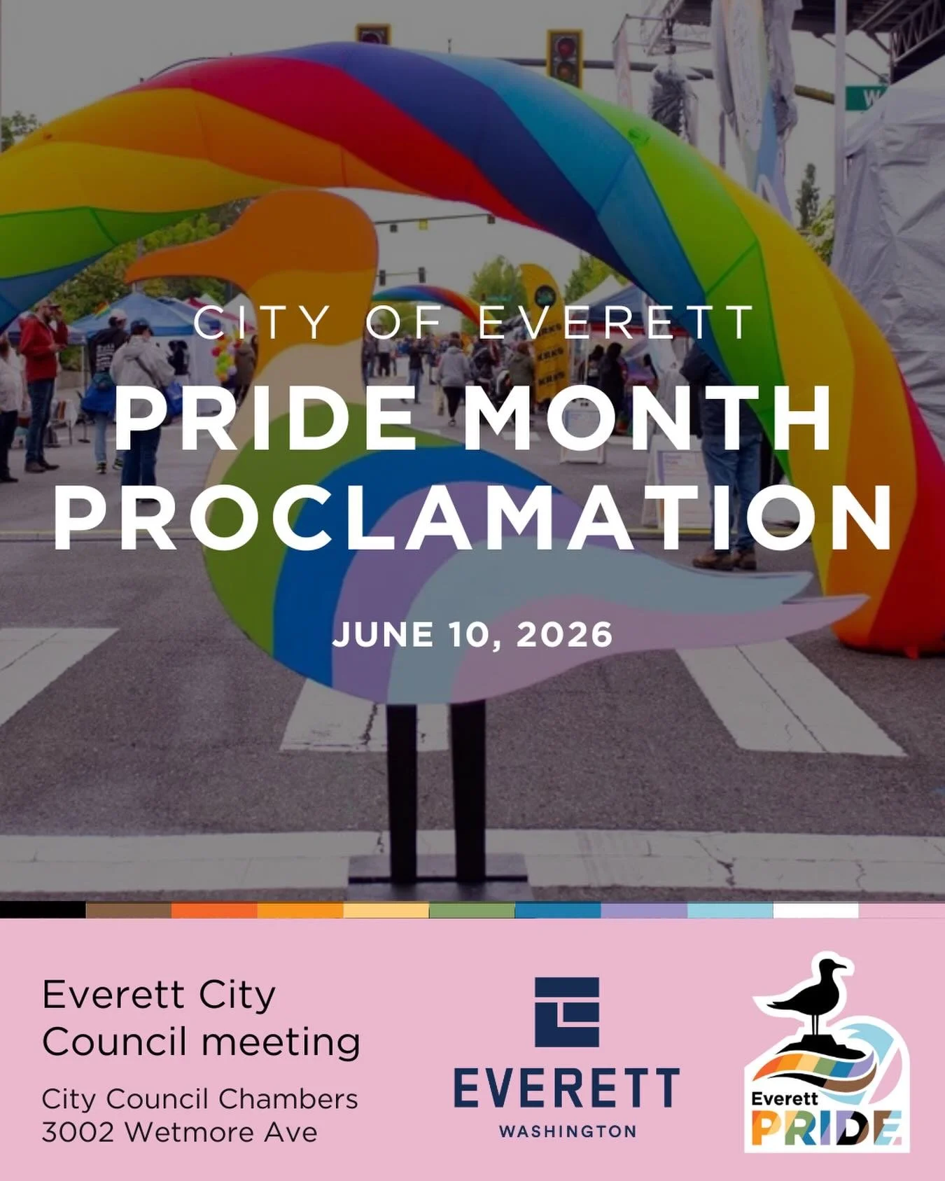 Come support the Everett LGBTQ+ community this month when the City of Everett reads their Pride month proclamation at the Everett City Council meeting. It will also be live streamed on YouTube if you are unable to attend in person. Happy Pride Month 