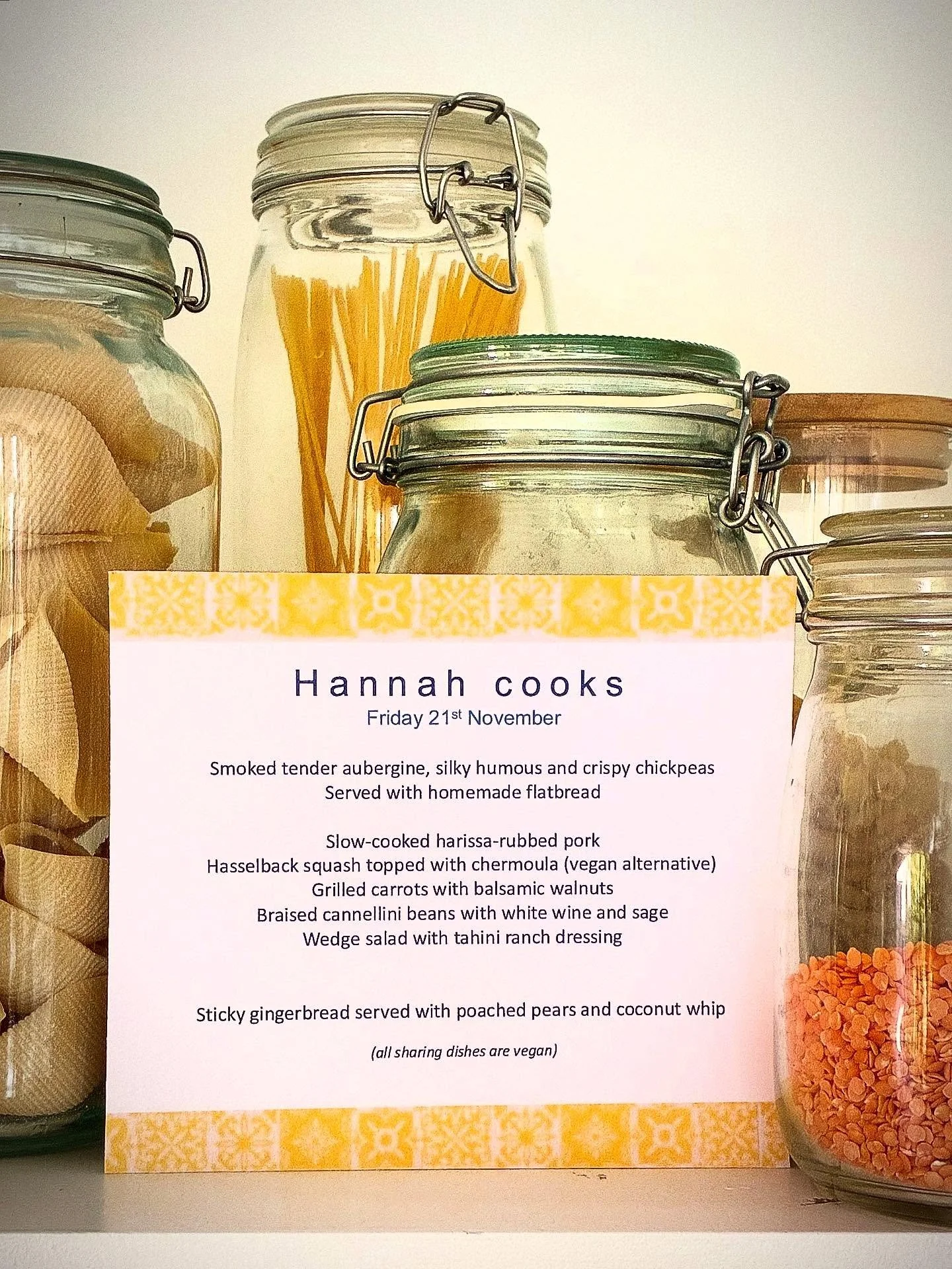 To warm you inside and out - a menu for frozen toes and chilly noses&hellip; really looking forward to cooking tonight&rsquo;s food.

Oh - and bookings are open for (gulp) January - cosy up with good friends, good food and much laughter. The perfect 