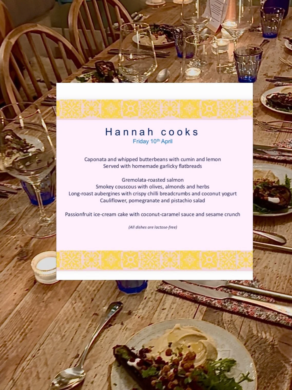 Ok - the colour printer has packed-in.  So no attempt at an artistic menu photo for tonight&rsquo;s Pop-Up&hellip; just a dodgy and hasty overlay. 

Nothing dodgy or hasty about tonight&rsquo;s dinner though - it&rsquo;s a great menu with a flicker o