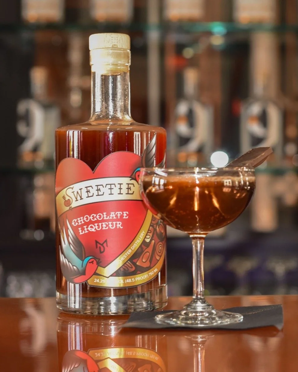 Come by our tasting room at @manchesterdistillery to try a chocolate espresso martini on tap!