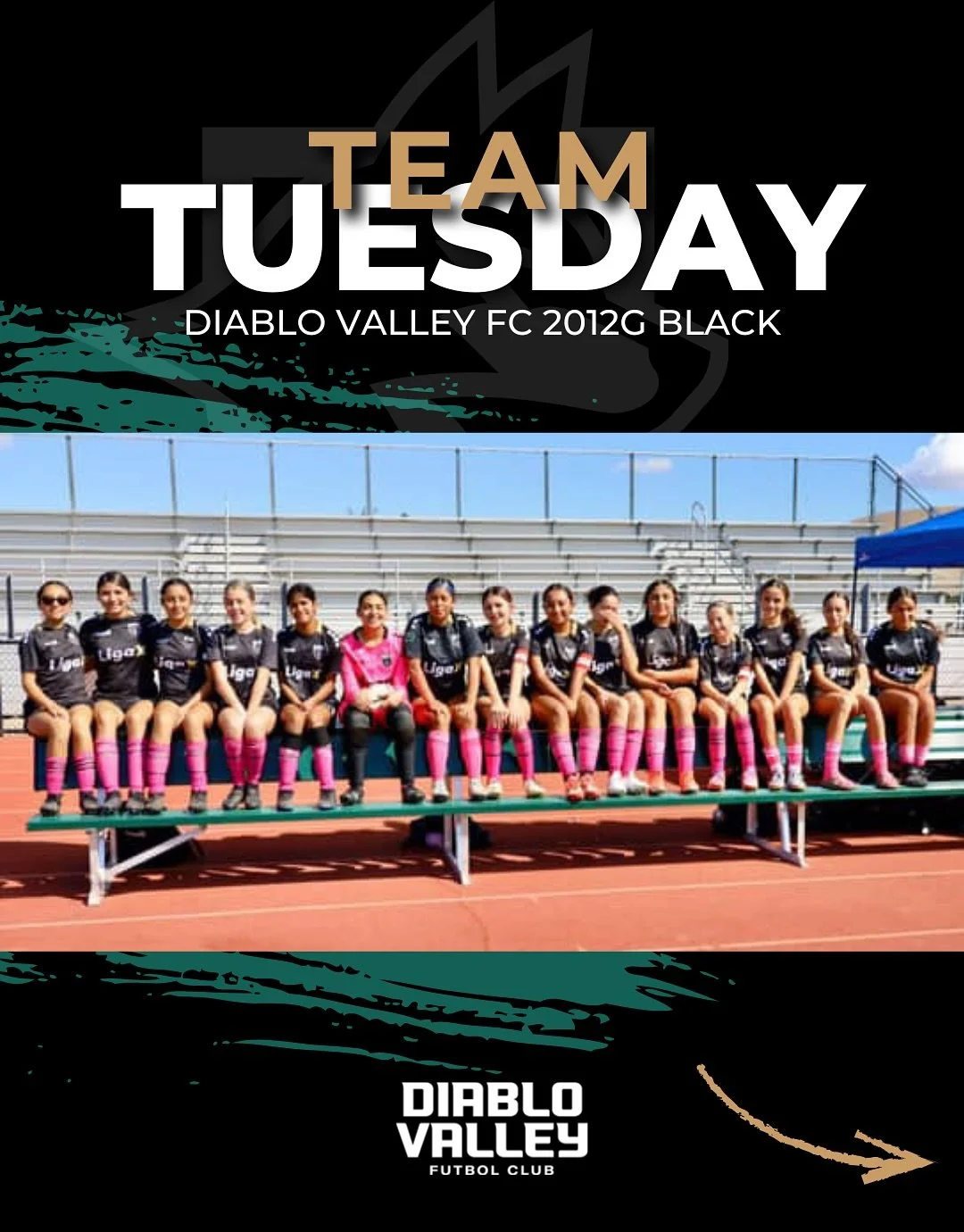Diablo Valley FC #teamtuesday shout-out to Coach Darrell&rsquo;s 2012G Black! We ARE Wolves! #ladywolves #runwiththepack