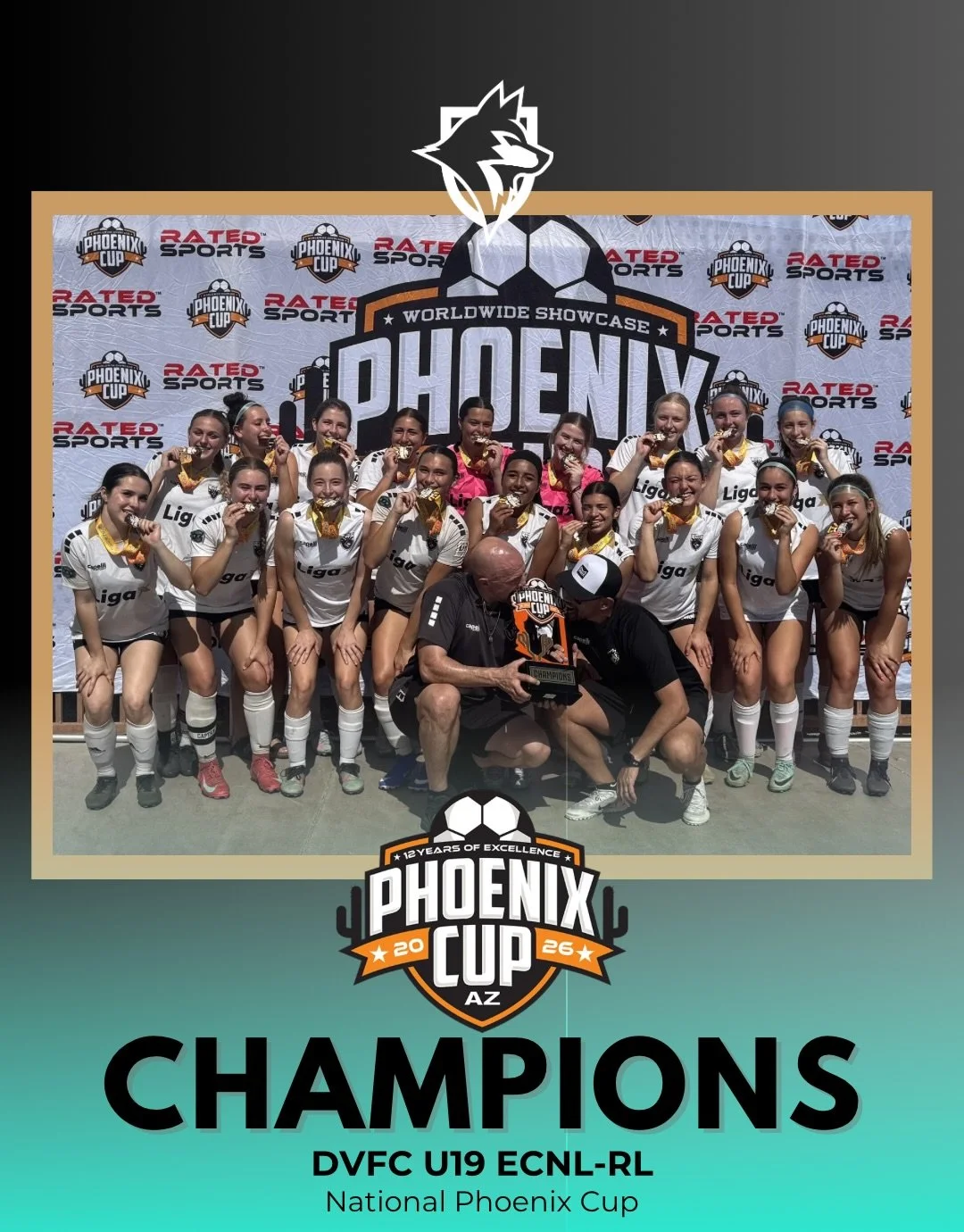 The DVFC U19 07/08 ECNL-RL Lady Wolves put together an outstanding performance this weekend at the Phoenix Cup National Tournament in Arizona. 

The team scored 13 goals while conceding just one across the weekend and capped it off by winning the fin