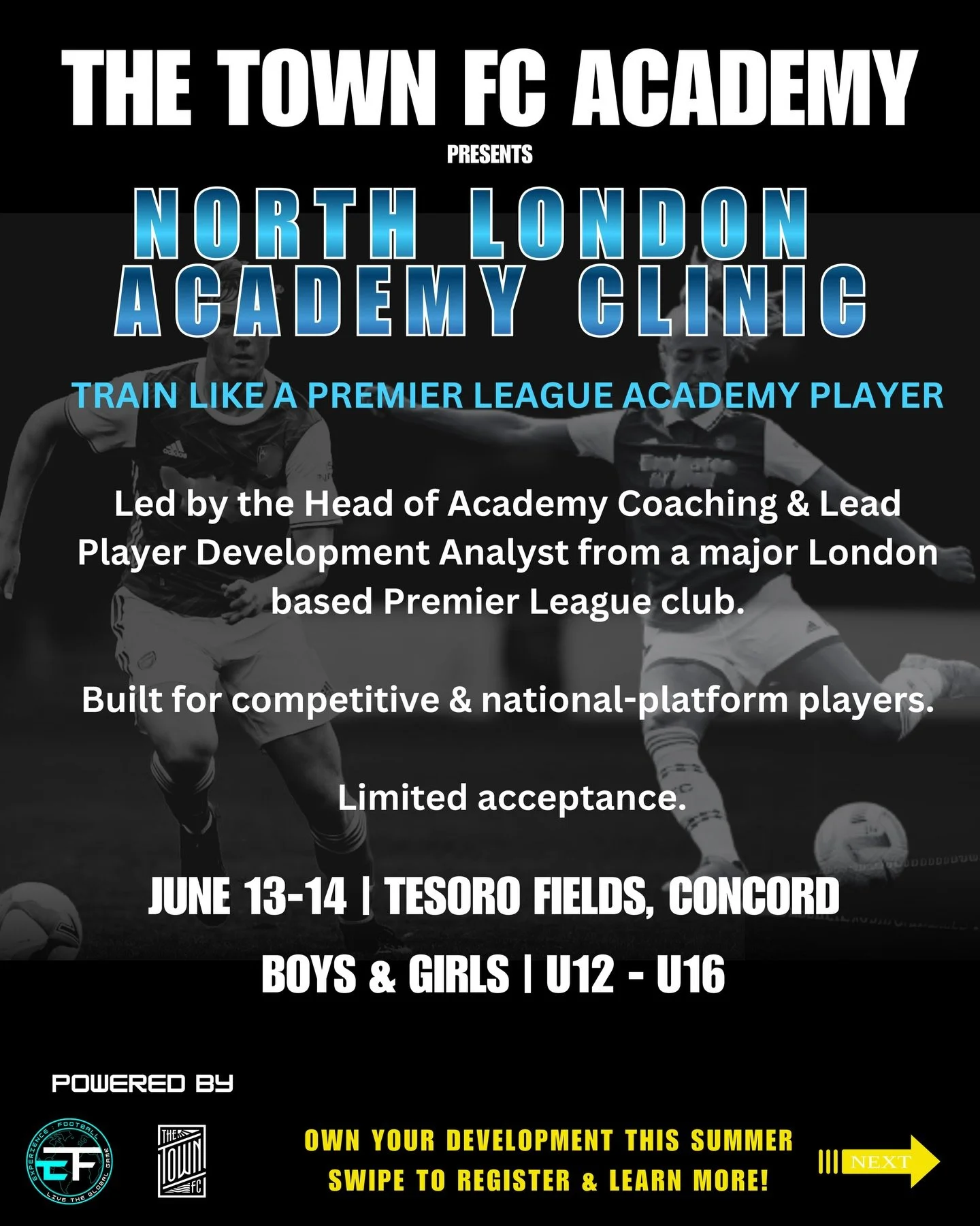 Train like the best.
DVFC players have an incredible opportunity this summer with the North London Academy Clinic, delivered in partnership with @experiencefootball_ 

This 2-day clinic brings in current Premier League academy coaches to deliver an a