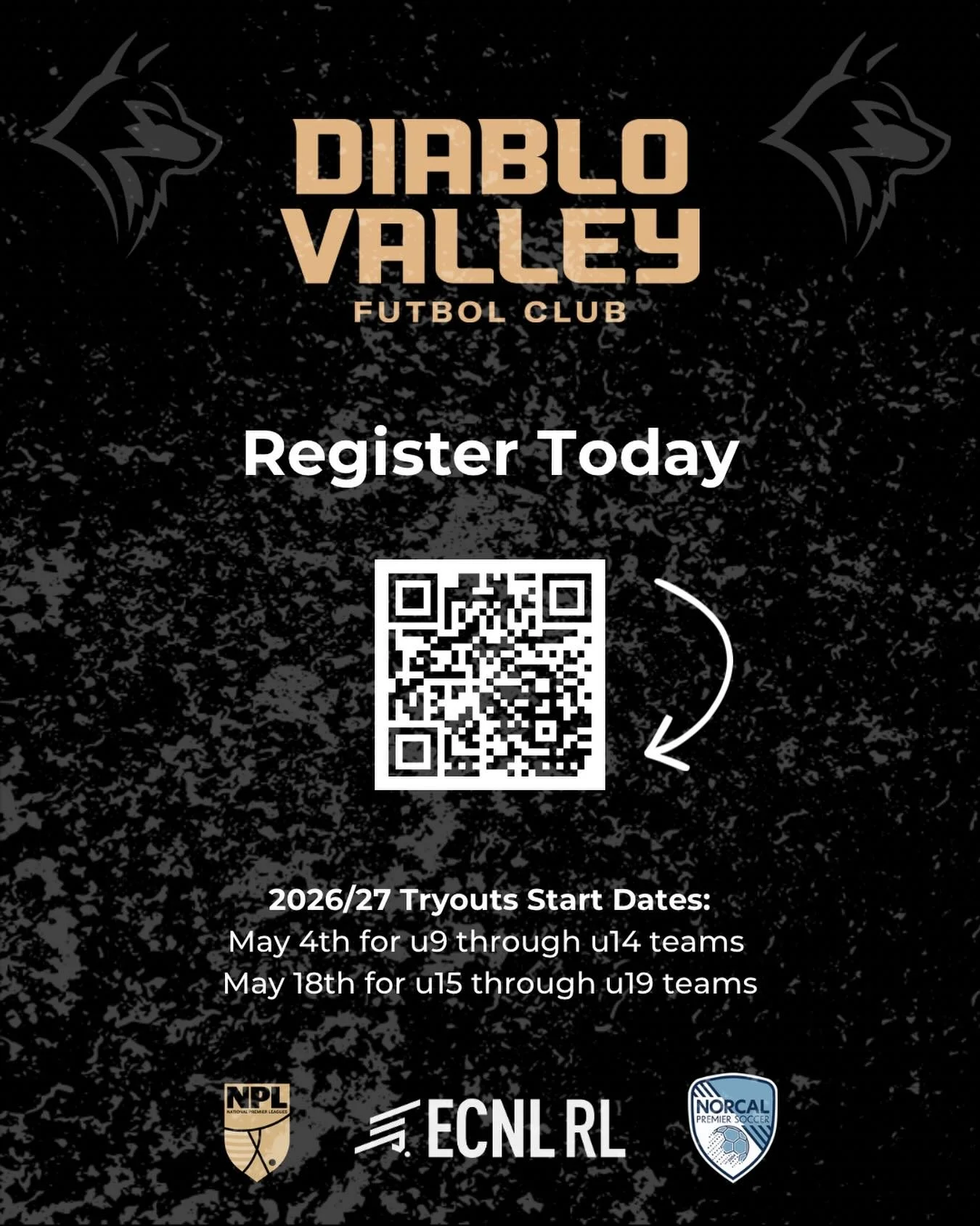 Your next step starts here. 

DVFC 2026/27 Tryouts are right around the corner &mdash; and we&rsquo;re building for another big year.

Boys &amp; Girls | U9&ndash;U19
Compete in ECNL RL, NPL &amp; NorCal Premier

Tryouts Start Dates:
May 4th &mdash; 