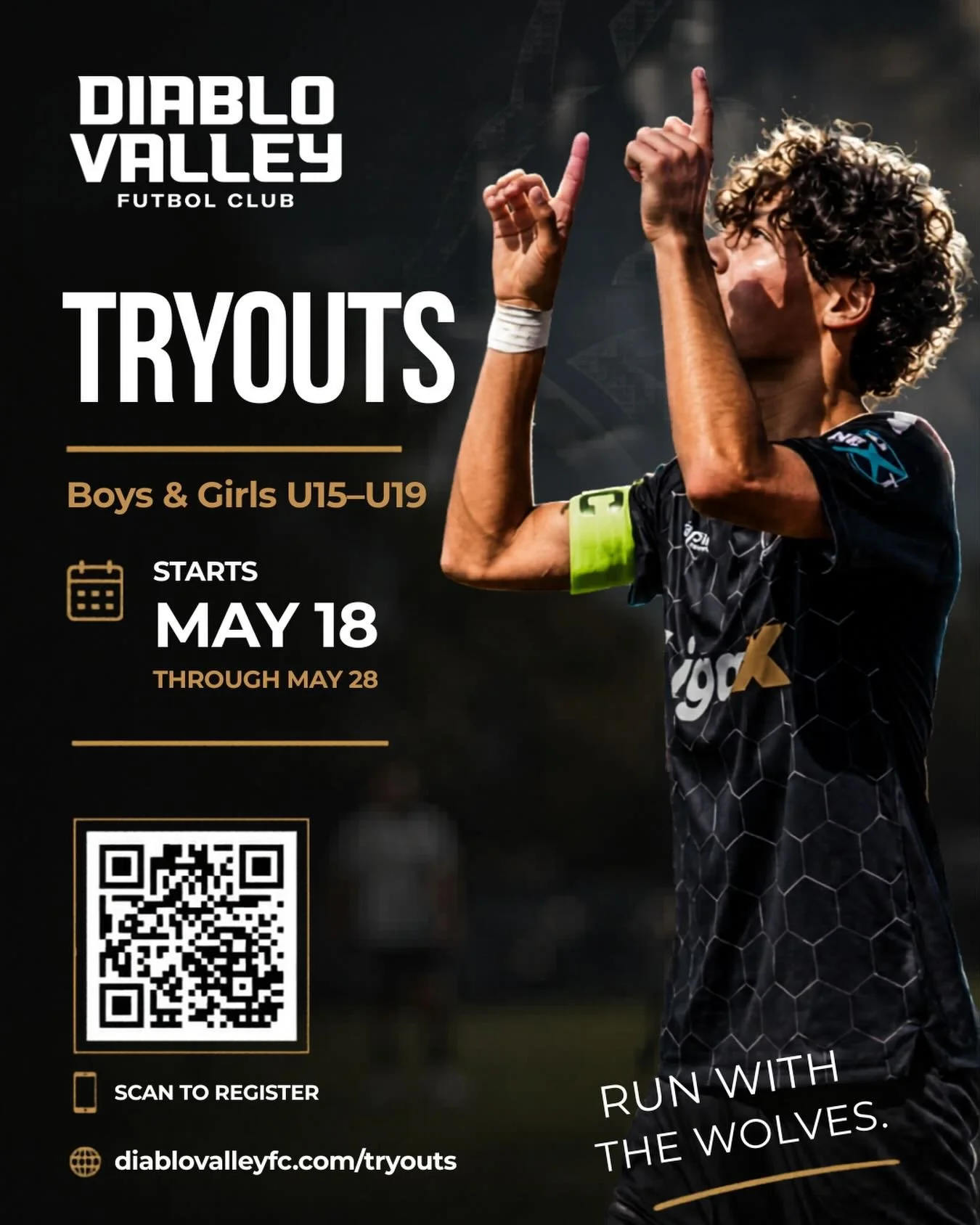DVFC Tryouts for Boys &amp; Girls U15&ndash;U19 begin May 18 and run through May 28. Join an environment focused on development, competition, and building complete players on and off the field.

ECNL-RL &bull; N1 League &bull; NorCal Pathways
Top-per