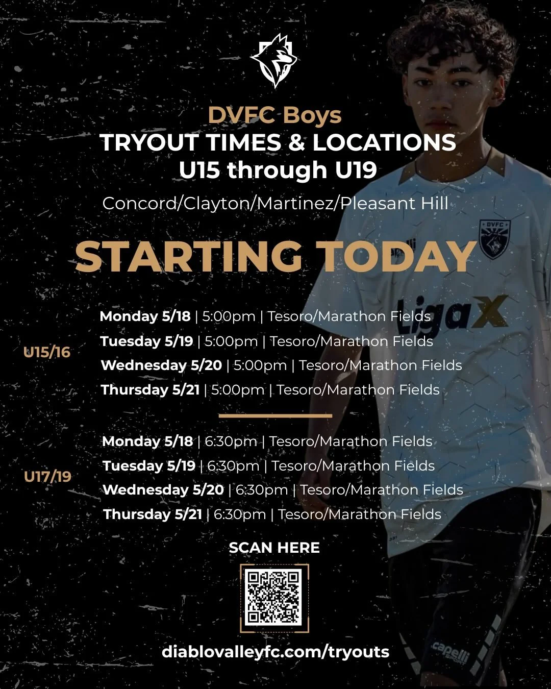 It starts today. 

DVFC Boys &amp; Girls U15&ndash;U19 Tryouts are officially underway.

If you&rsquo;re looking for a competitive environment focused on development, high-level coaching, and real pathways to the next level, we want to see you out th