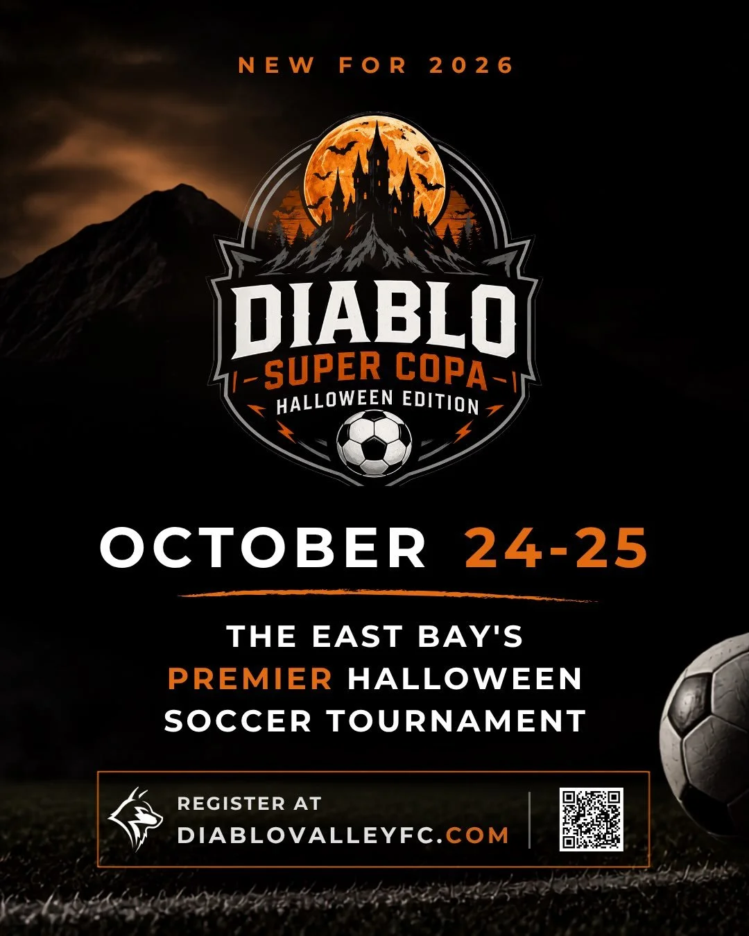 Registration is NOW OPEN for the inaugural Diablo Super Copa &ndash; Halloween Edition! 

Join us October 24&ndash;25 for a fun, competitive weekend featuring Boys &amp; Girls teams from U8&ndash;U12.

October 24&ndash;25
Age Groups: U8, U9, U10, U11