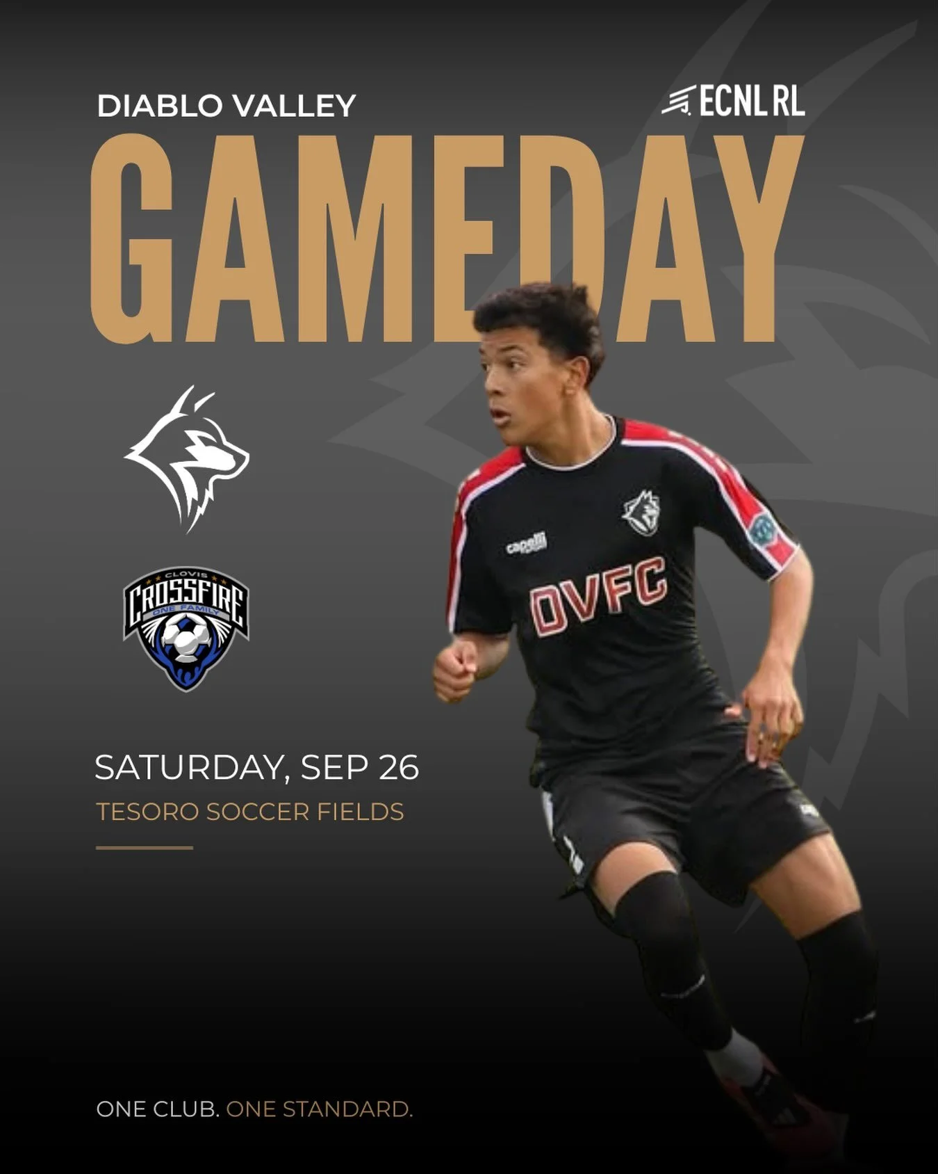 Our Diablo Valley ECNL-RL Boys are back at Tesoro this Saturday, taking on Clovis Crossfire.

Saturday, September 26
Tesoro Soccer Fields

Good luck to all of our Wolves competing this weekend! 

#DVWolves #OneClubOneStandard