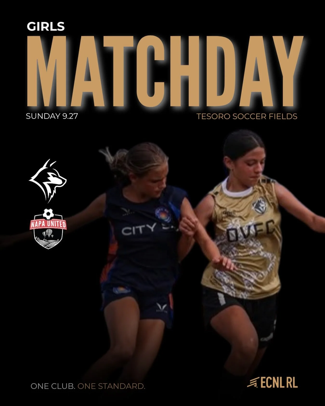 Our Diablo Valley ECNL-RL Girls are home at Tesoro this Sunday, taking on Napa United!

Sunday, September 27
Tesoro Soccer Fields

Let&rsquo;s go, Lady Wolves!

#DiabloValleyWolves #LadyWolves #ECNLRL