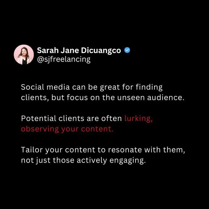 If you're starting your freelance journey, hear this...

Just because you don't see any likes or comments, doesn't mean people aren't paying attention. Those are just vanity metrics. 

Keep posting, stay true to what you believe in and keep reaching.