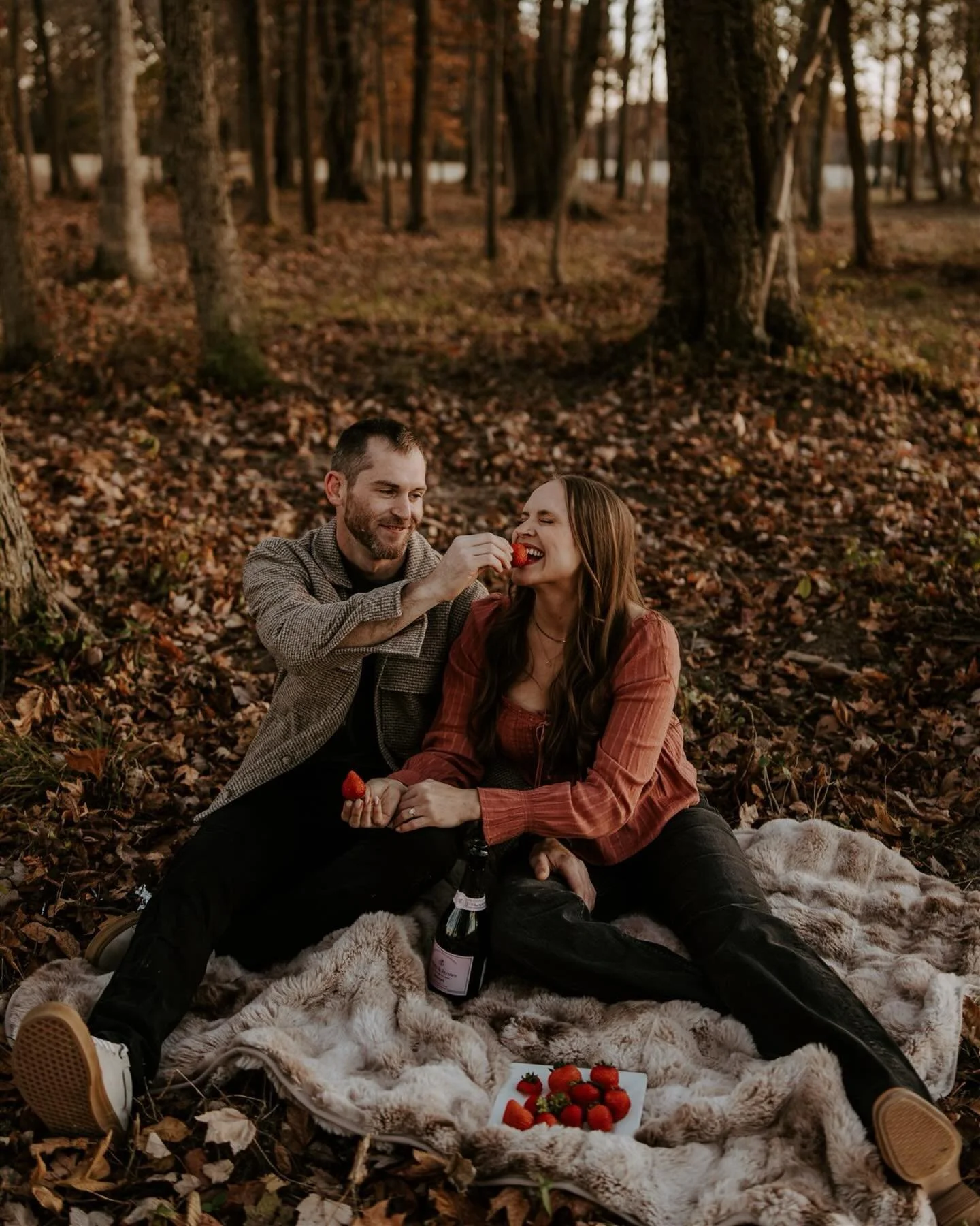 Abbey + Jaymes had their engagement session exactly where they&rsquo;ll get married this June, in a small wooded spot on their family&rsquo;s property. They&rsquo;ll read their vows in front of the big tree in the middle surrounded by the greens of s