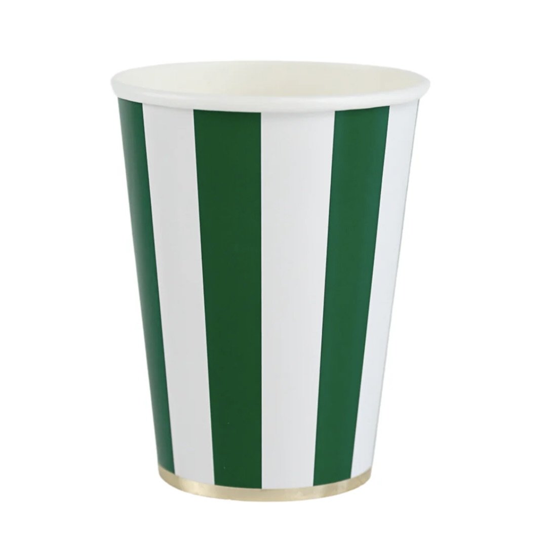 Green Cabana Striped Cups