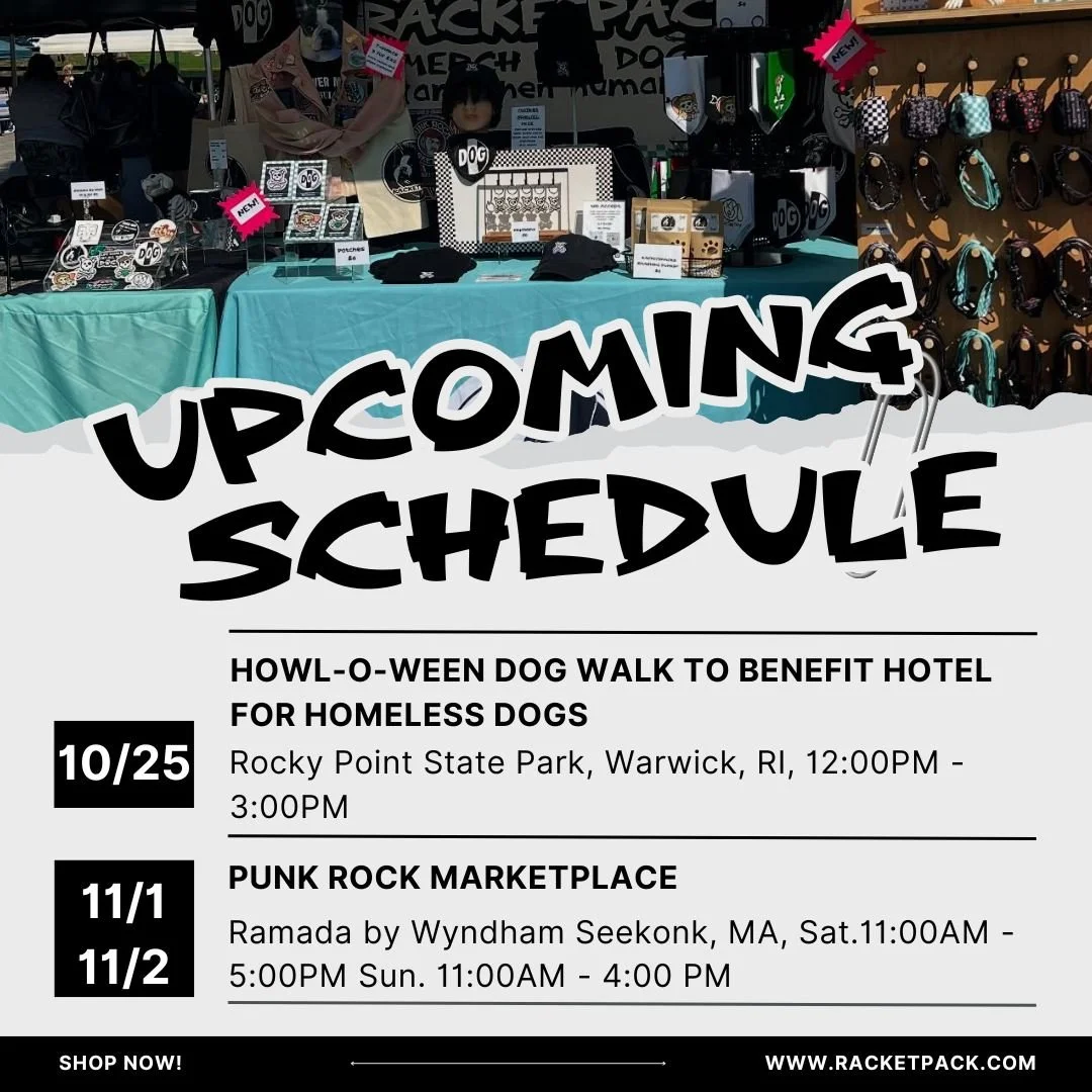 We'll be reppin' the pack this weekend with the @hotelforhomelessdogs at Rocky Point State Park in Warwick, RI, from 12:00PM until 3:00PM, and then next weekend for the @punkrockmarketplace_ma, at the Ramada in Seekonk. Mark your calendars for that o