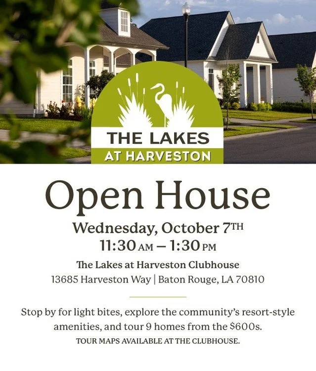 Join us for an Open House at The Lakes at Harveston on Wednesday, October 7, from 11:30 AM&ndash;1:30 PM!

Begin at The Lakes at Harveston Clubhouse (13685 Harveston Way) to pick up your tour map and get a glimpse of the community&rsquo;s resort-styl