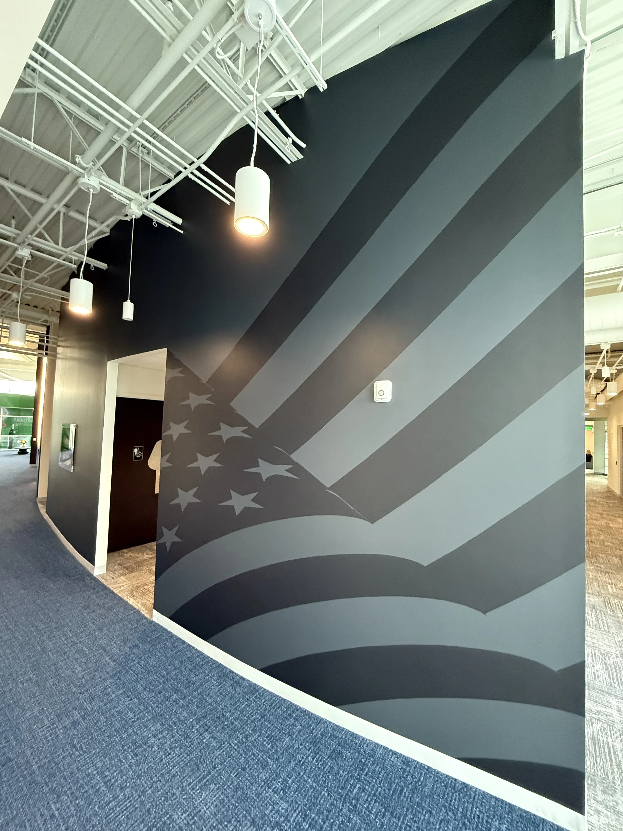 Hand-Painted Flag Curved Wall at Gregory Industries, Canton, OH