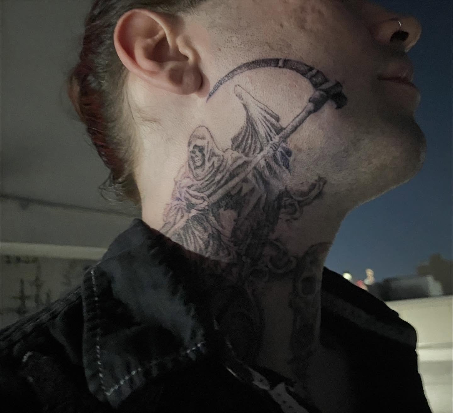 late halloween-ish post, thank you eternally jack for trusting me to do my first face tat as your first face tat, plus your entire neck :) #soulsgodrun