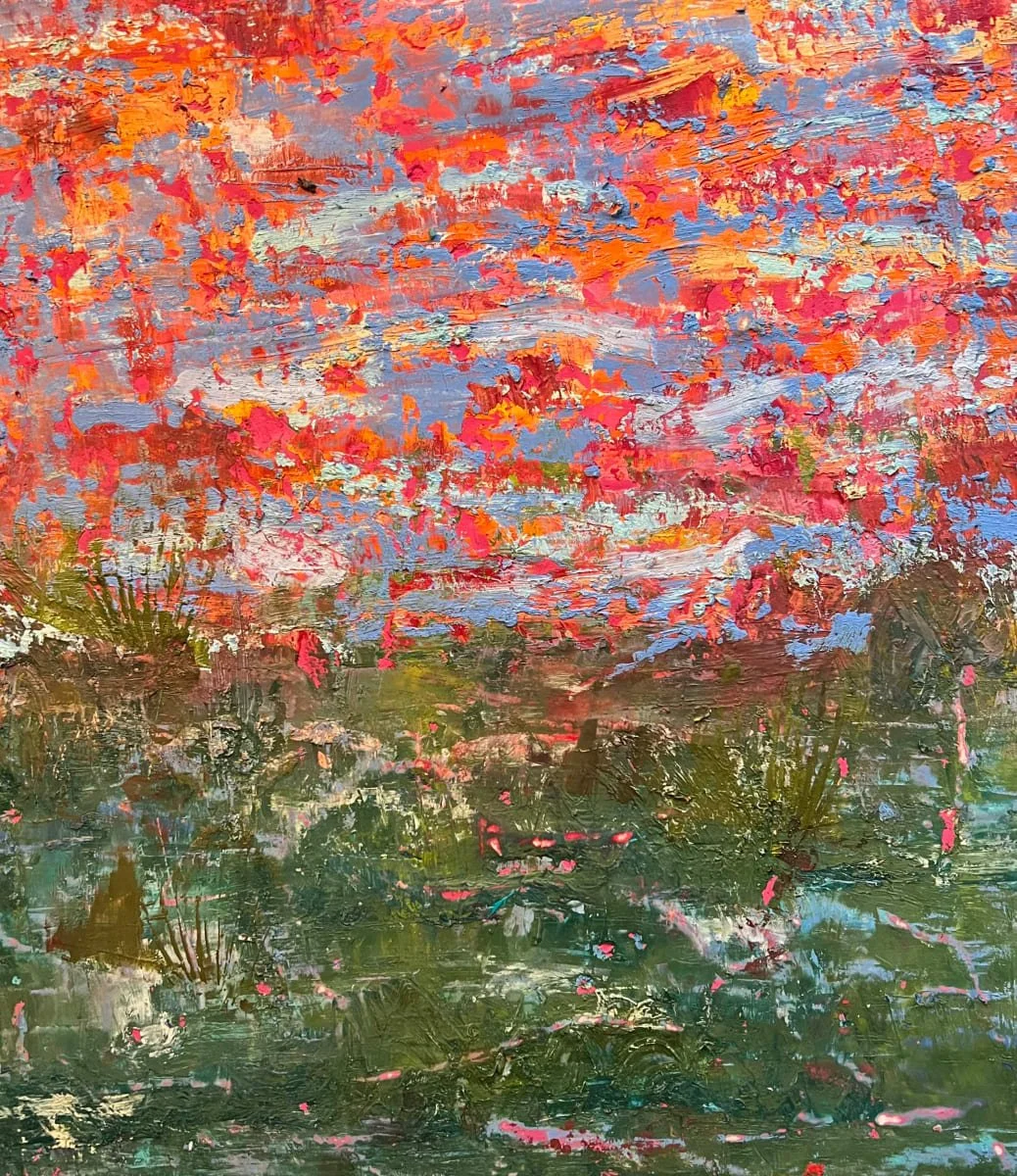 The Golden Hour 2, Oil and cold wax on cradled board, 14" x 14" - $200