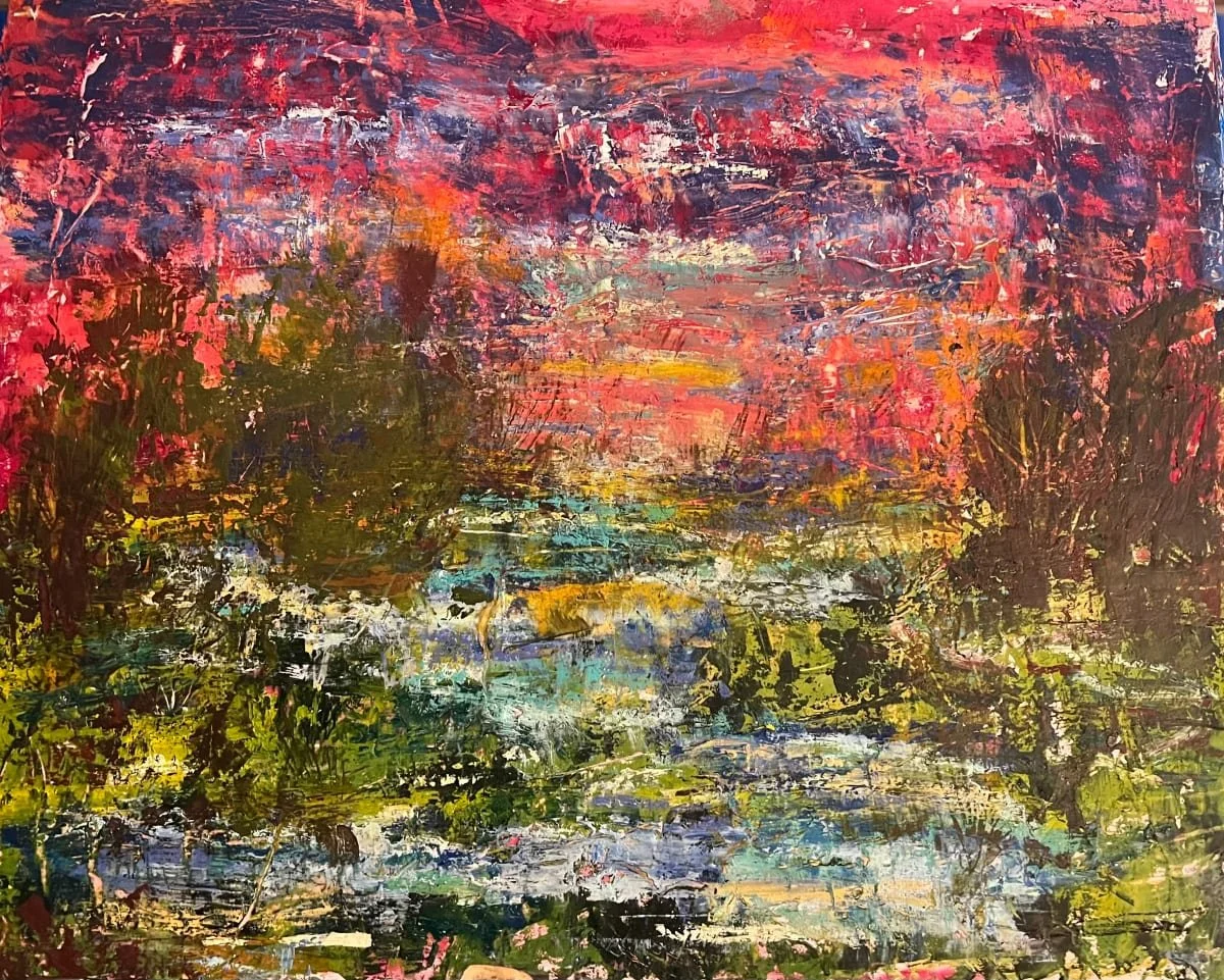 Middle Meadow 5, Oil and cold wax on cradled board, 18" x 24" - Gifted