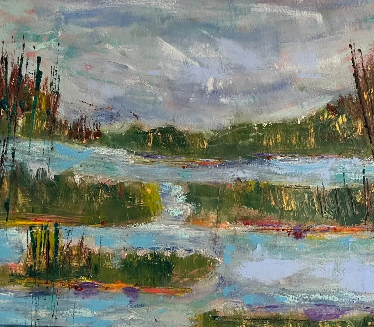 Middle Meadow 1, Oil and cold wax on paper, 11" x 14" - SOLD