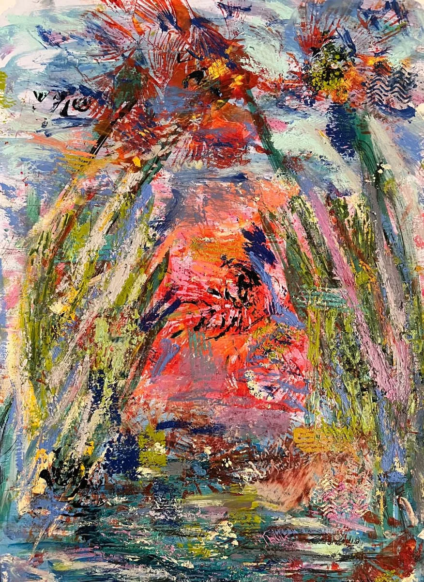 Reeds 2, Oil and cold wax on paper, 14" x 11" - $250