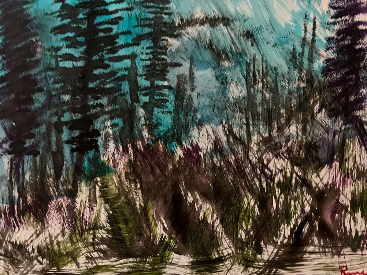 The North Channel 2, Alcohol Ink on Yupo paper with mixed media, 9" x 12"