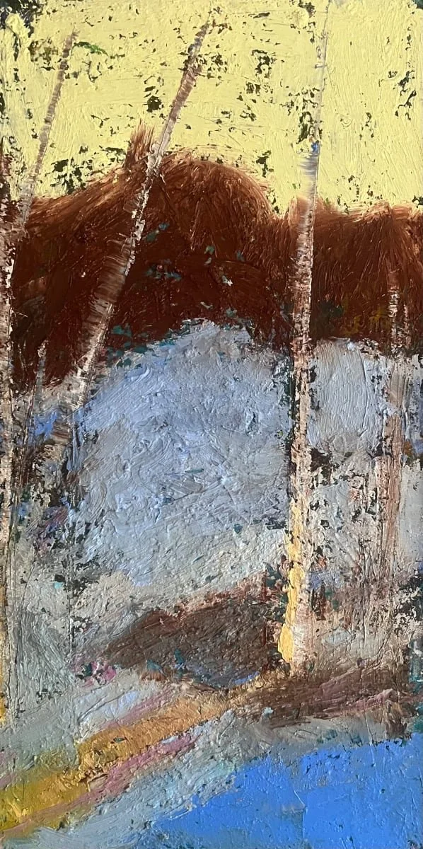 Winter Birch, oil and cold wax on canvas, 20" x 10" - $300