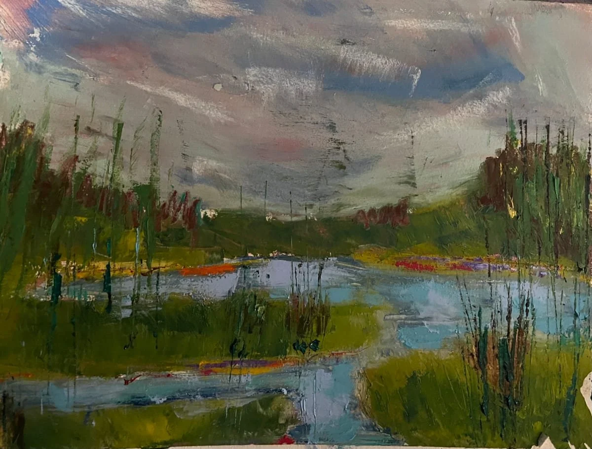 Middle Meadow 2, Oil and cold wax on paper, 11" x 14" - SOLD