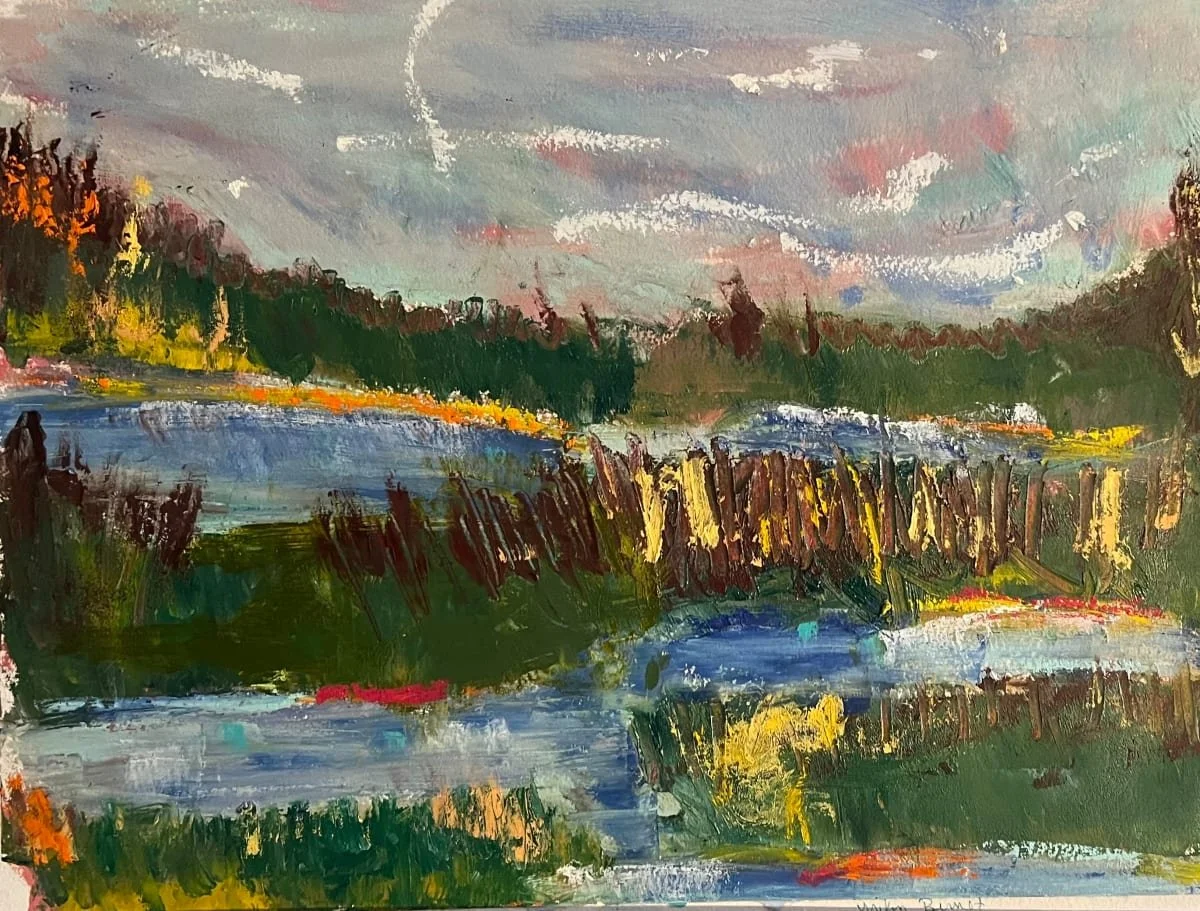 Middle Meadow 3, Oil and cold wax on paper, 11" x 14" - $350