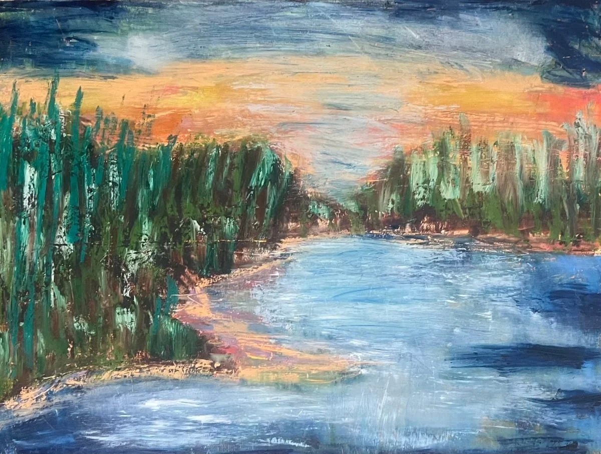 Looking South, oil and cold wax on canvas, 18" x 24" - $450