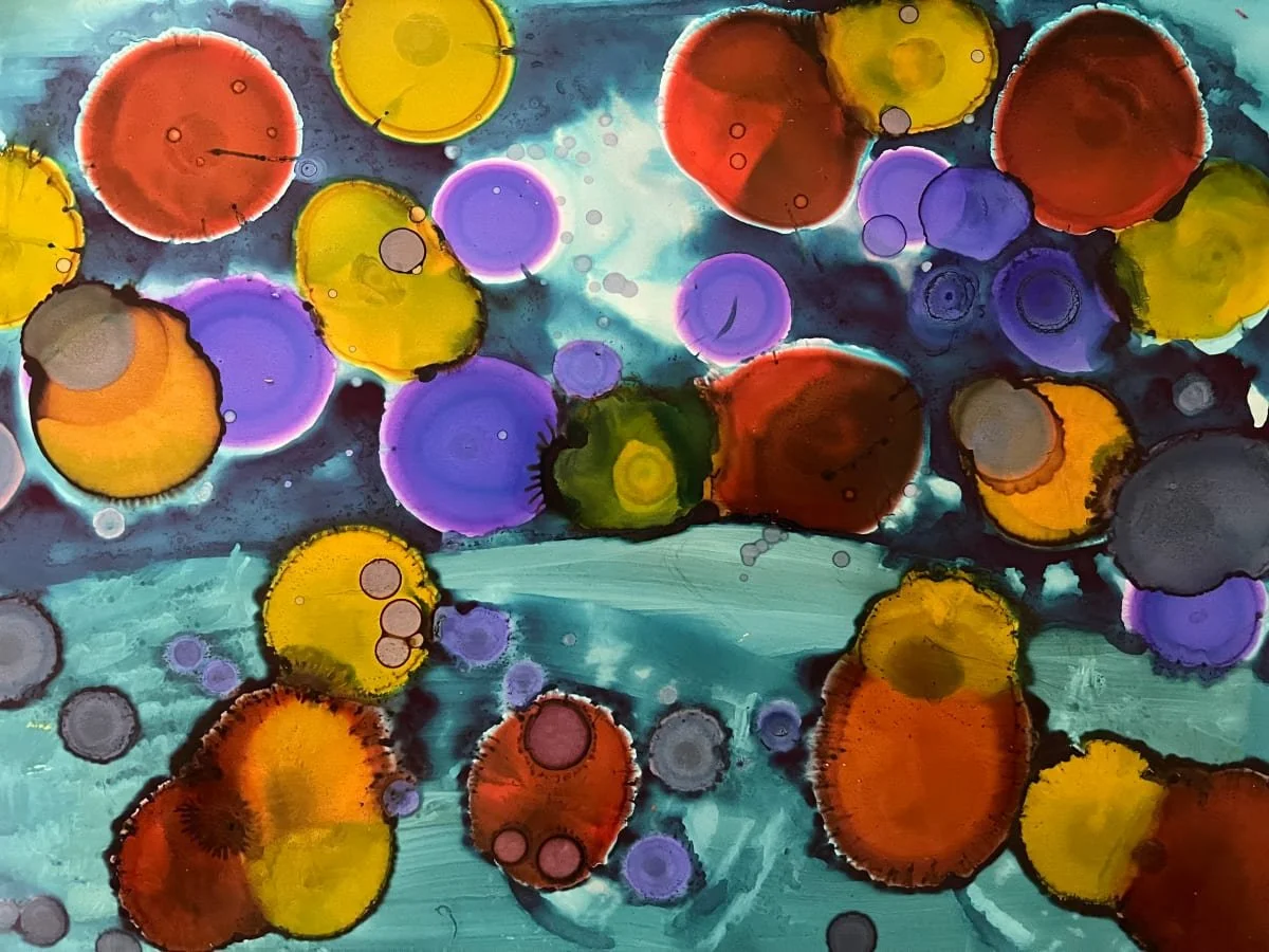 Sea Urchins 1, Alcohol Ink on Yupo paper - mixed media, 9" x 12"