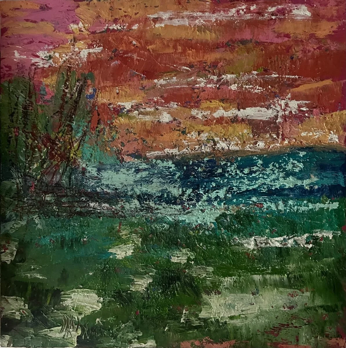 The Golden Hour 17, Oil and cold wax on board, 12" x 12" - SOLD