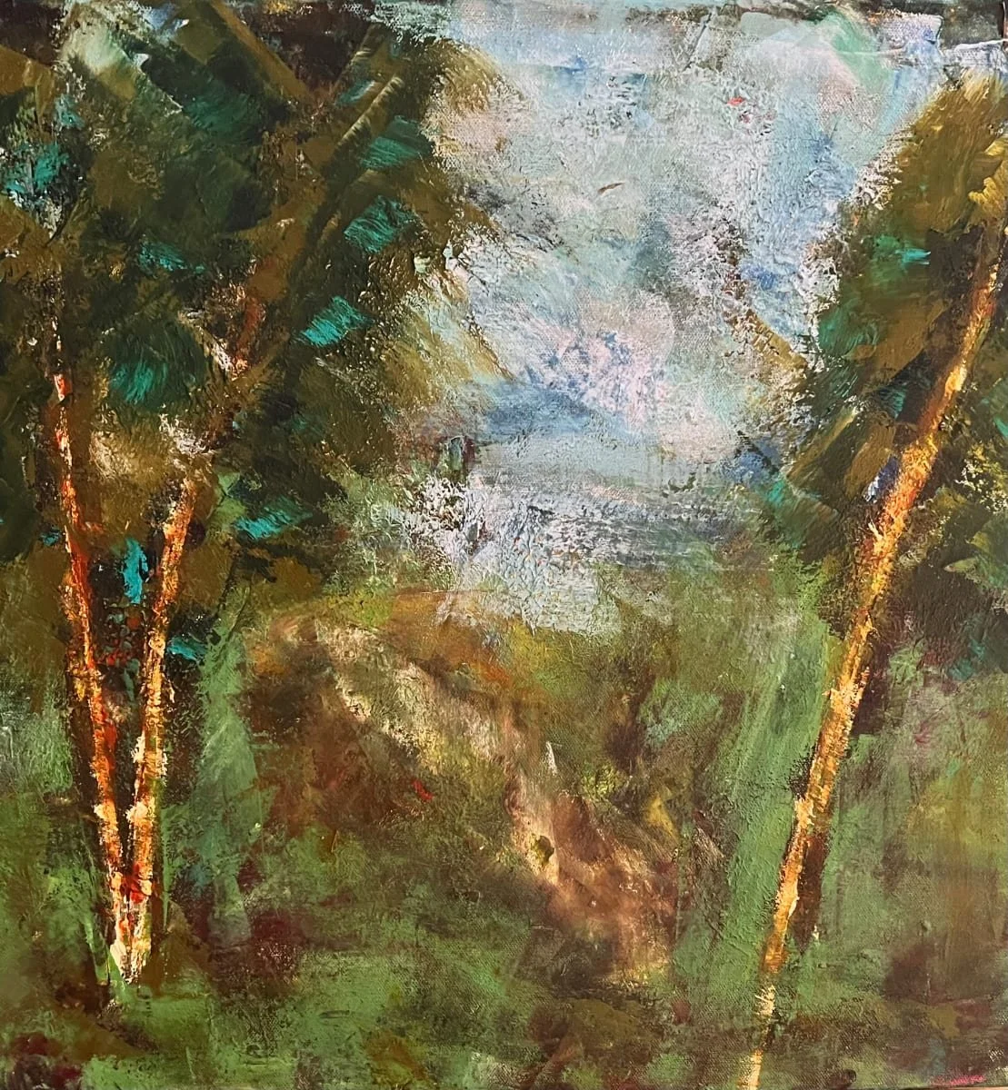 Up the Path, Oil and cold wax on canvas, 16" x 12" - Gifted