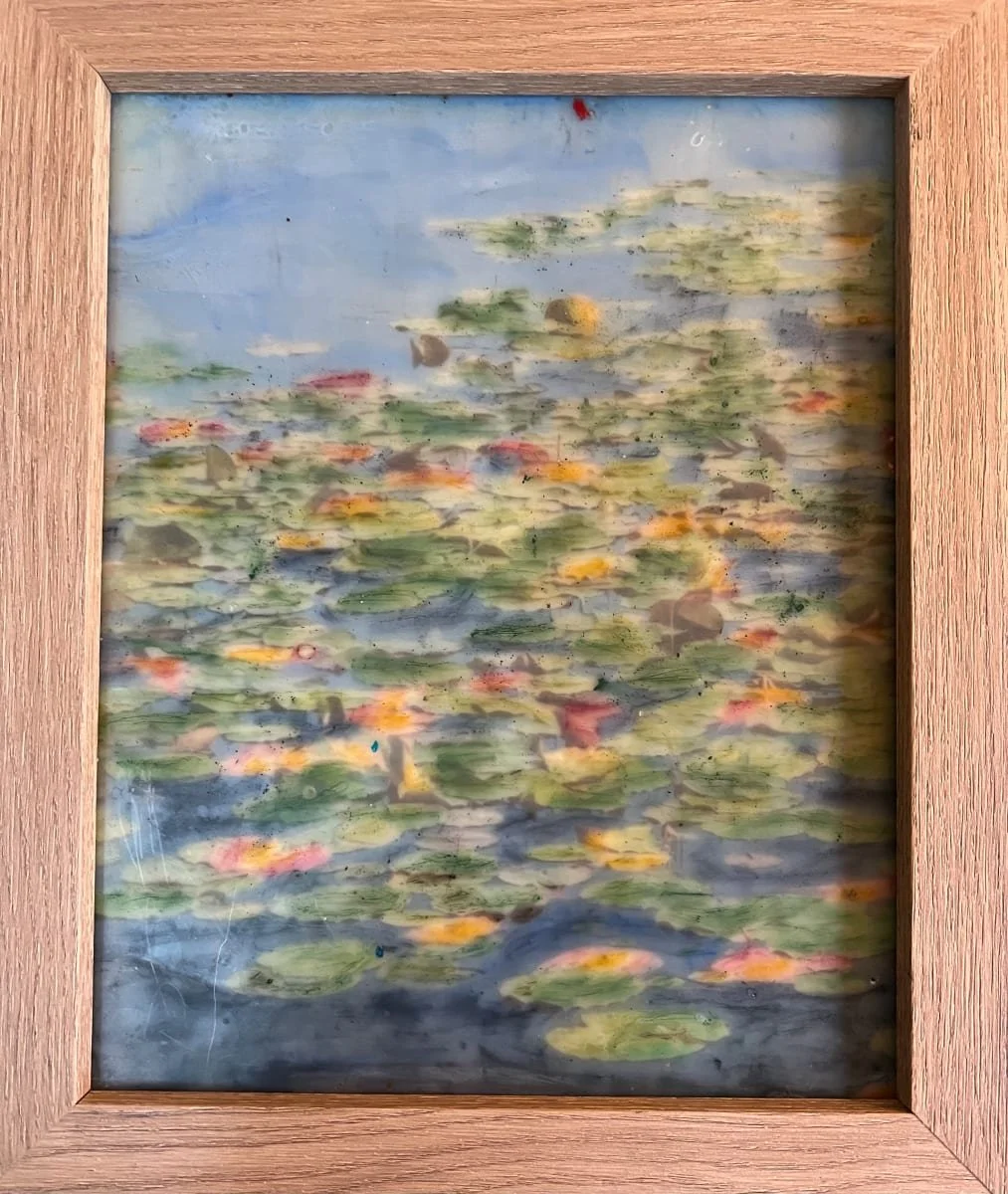 Water Lilies, Encaustic on cradled board, 10" x 8" - Gifted
