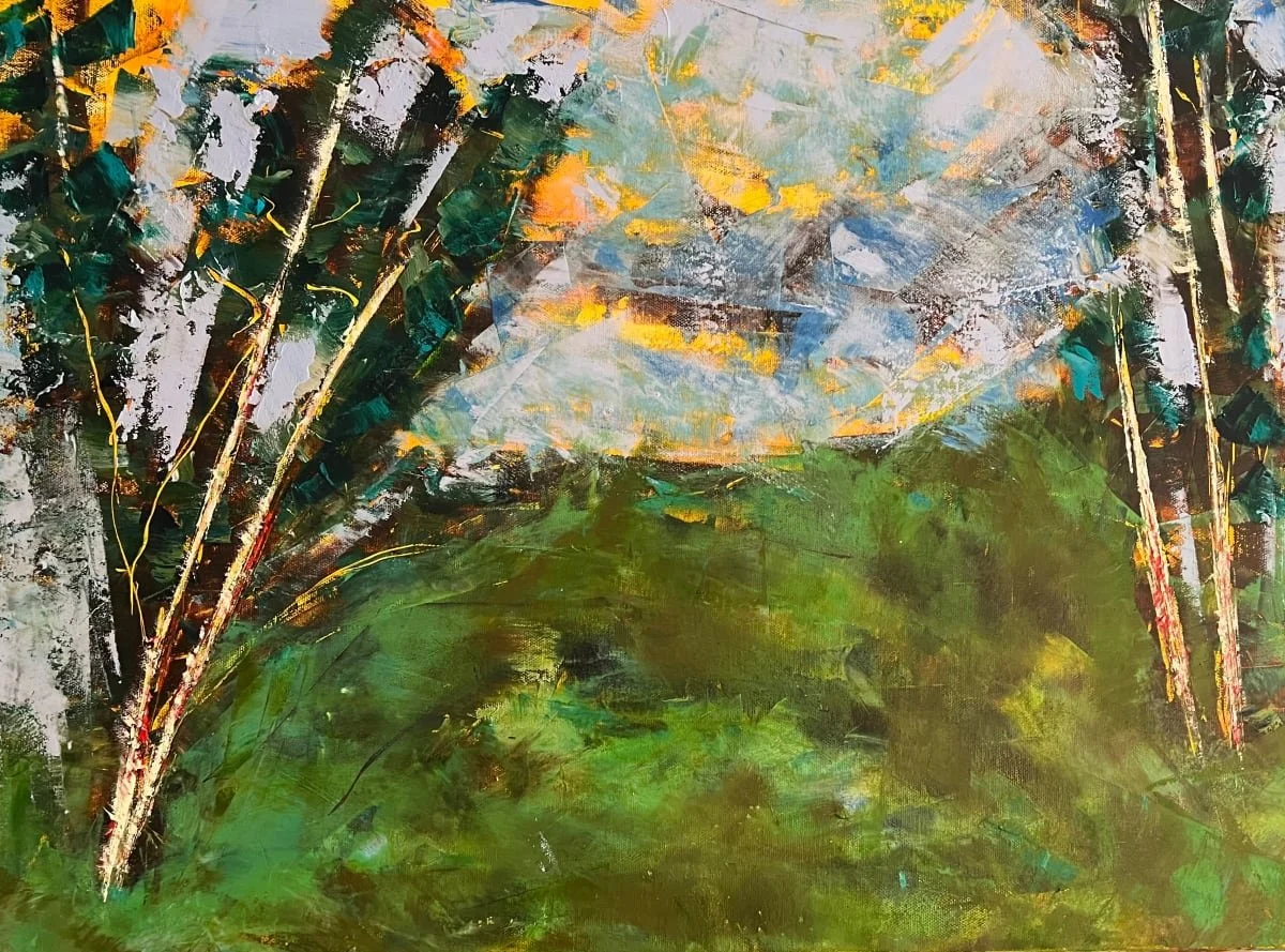 Glade 2, Oil and cold wax on paper, 16" x 12" - SOLD