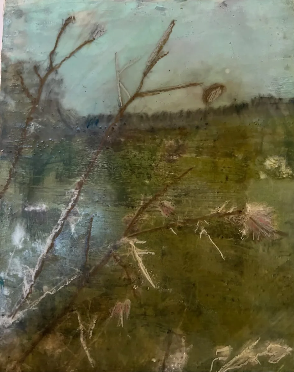 Field, Encaustic on cradled board, 10" x 8" - SOLD