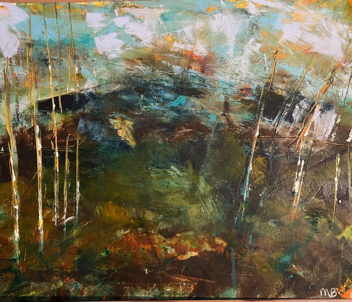 In the Thicket, Oil and cold wax on paper, 16" x 12" - $200