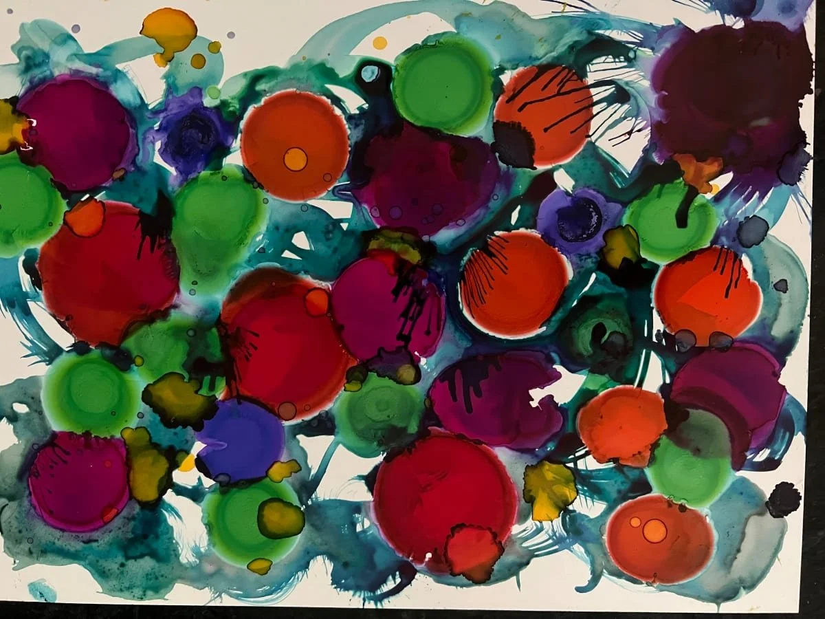 Sea Urchins 2, Alcohol Ink on Yupo paper - mixed media, 9" x 12"