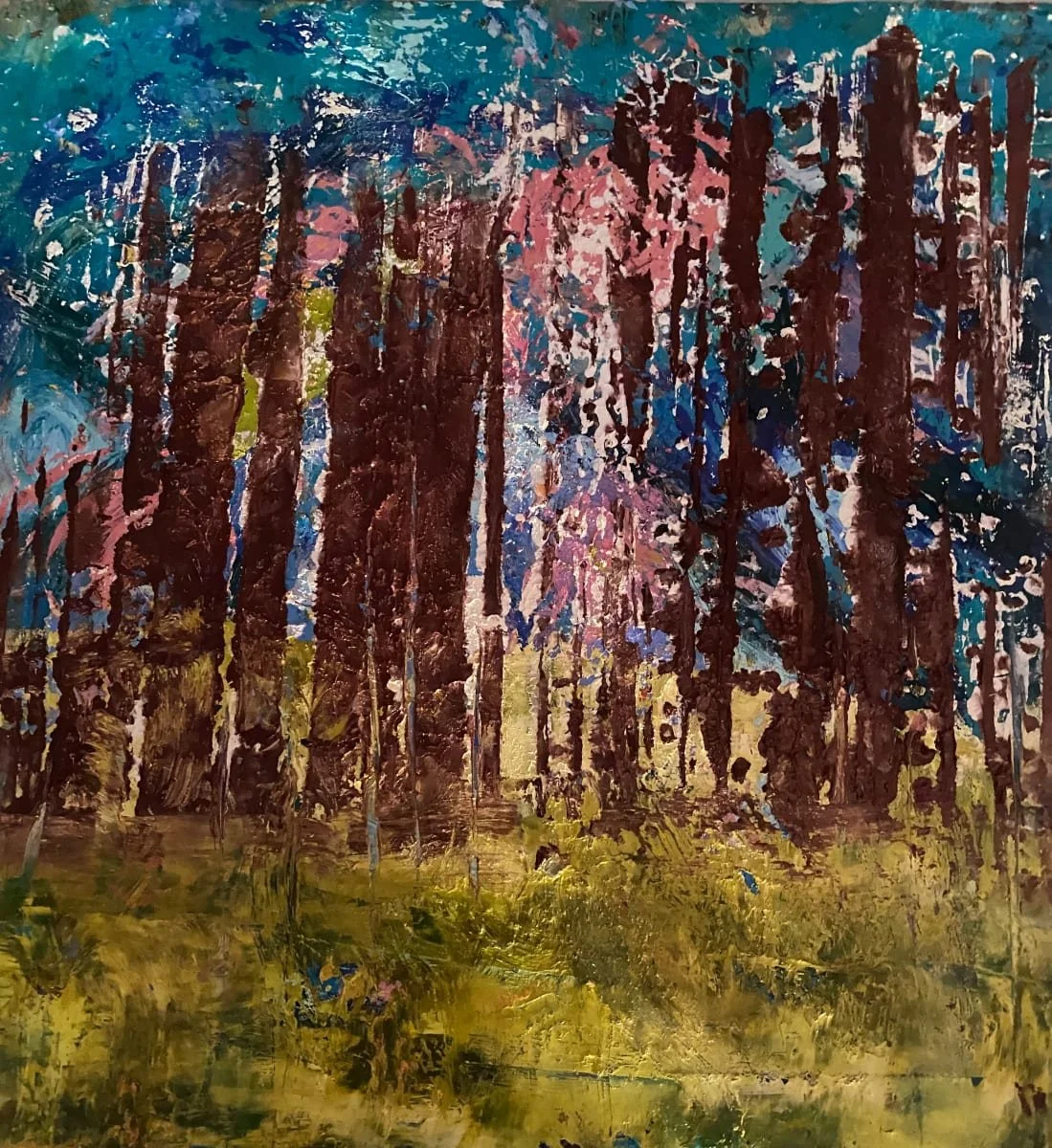 Barely Spring 3, Oil and cold wax on cradled board, 12" x 12" - SOLD