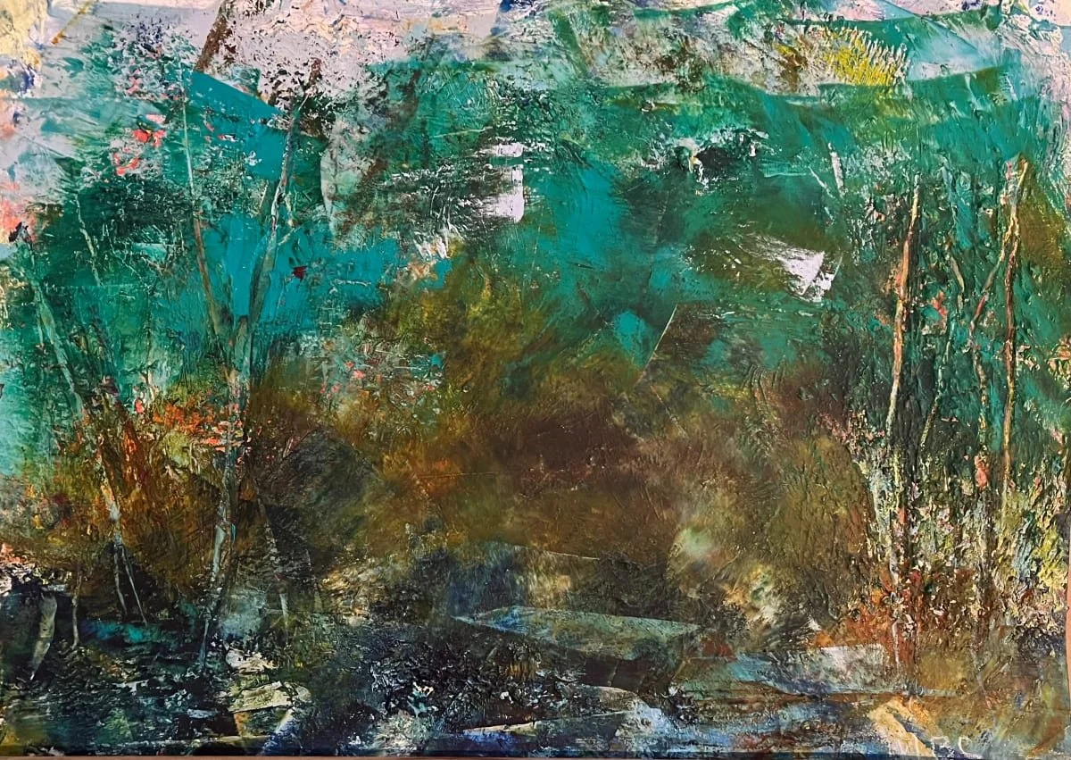 Glade 6, Oil and cold wax on paper, 16" x 12"