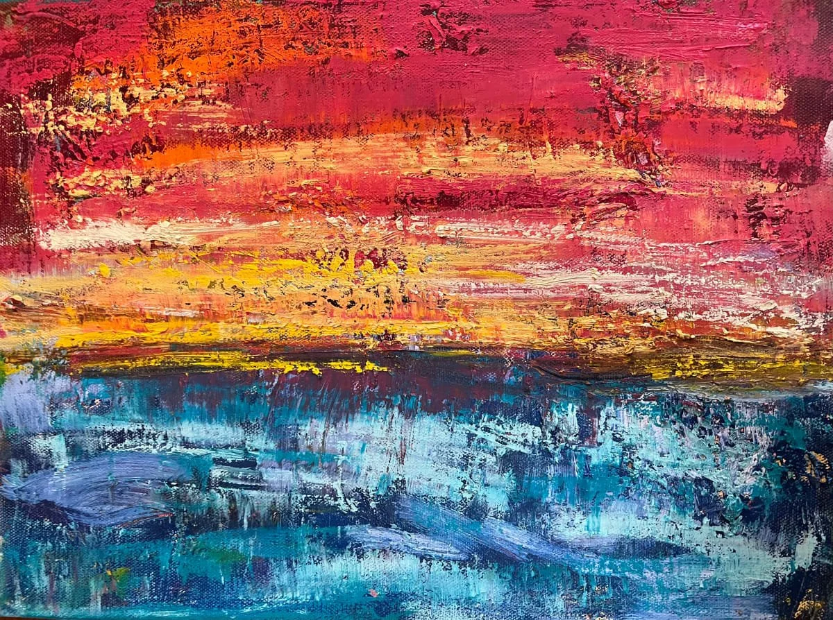 The Golden Hour 13, Oil and cold wax on canvas, 16" x 12" - SOLD