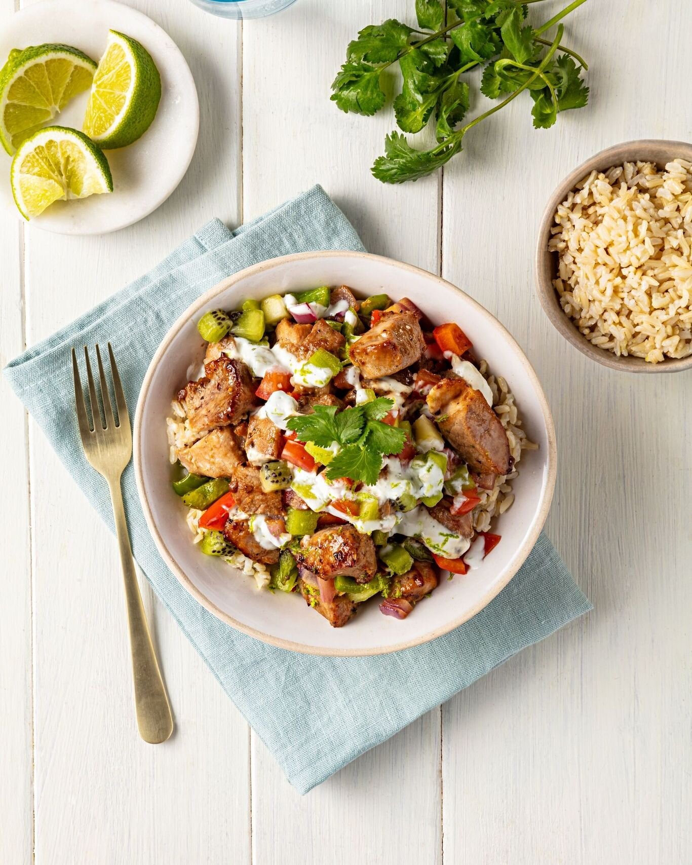 Take your taste buds on a trip with this recipe! Made with lean pork tenderloin, kiwi, Roma tomato, lime, pepper, and onion on top of brown rice, these Aloha Pork Teriyaki Bowls do not disappoint 🤩 

Get the full recipe in our recipe highlights.

#e
