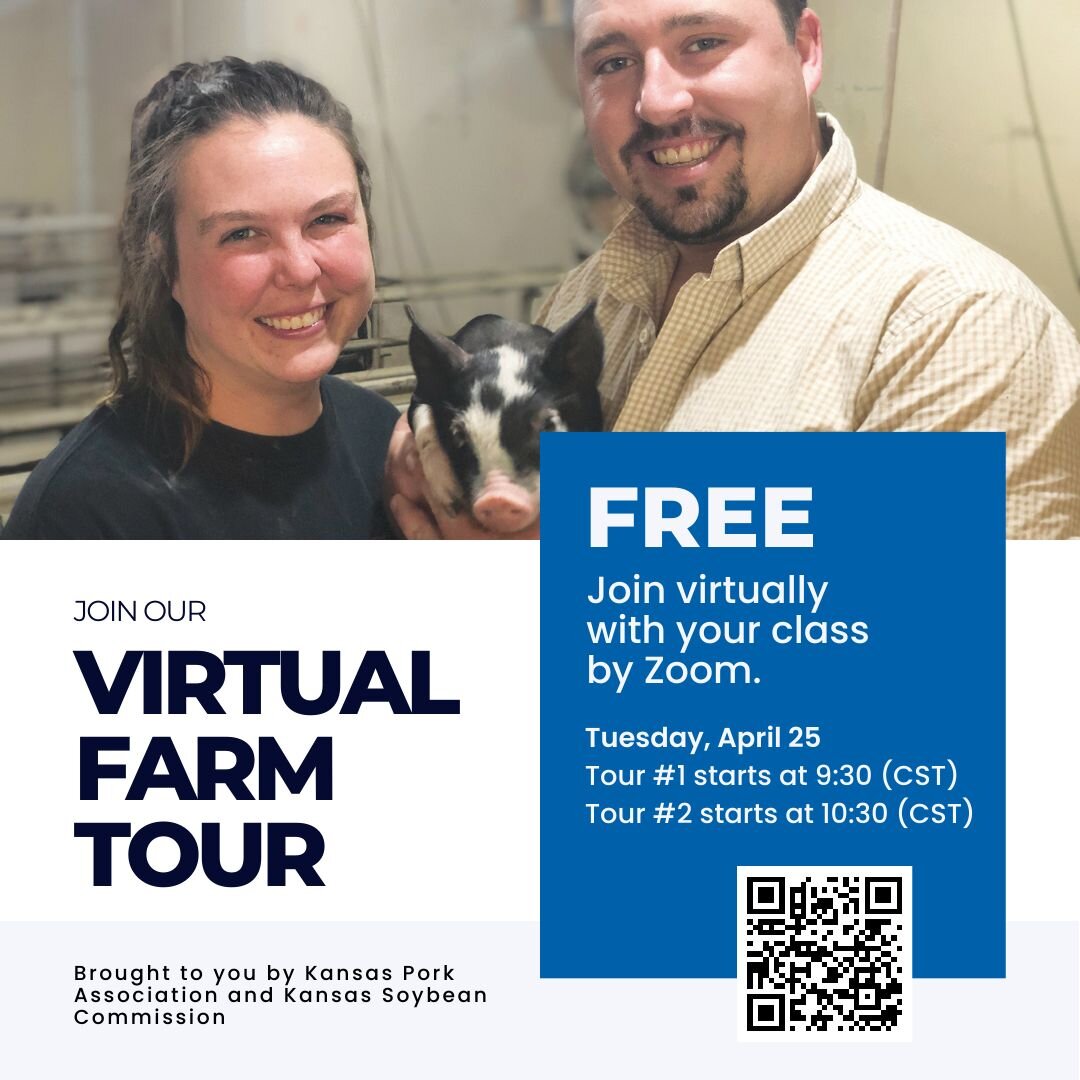 Take a trip to a Kansas pig farm from the comfort of your classroom! Classrooms that participate will receive learning resources and activities and a chance to ask a farmer questions live.

Register at the link in our bio to take a tour of @rfamilyfa