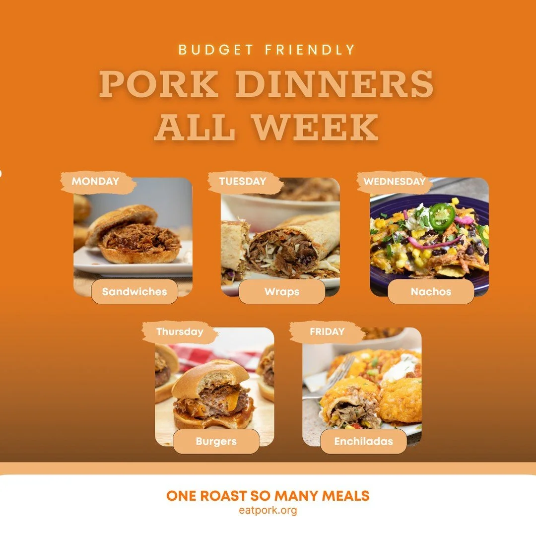 Looking to save money on groceries but still make easy, delicious meals this week? Eatpork.org has you covered 🔥⁠
⁠
With just one pork shoulder you can create multiple meals using a few budget friendly recipes from eatpork.org⁠
⁠
Here is how to make