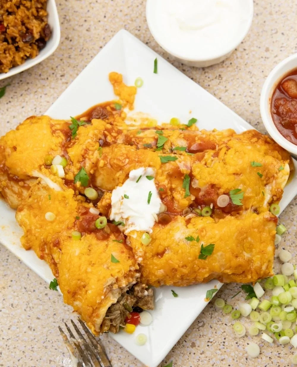 Let's make Pulled Pork Enchiladas tonight! 🥰⁠
⁠
These easy-to-make Pulled Pork Enchiladas are made with leftover pulled pork, smothered in a bbq enchilada sauce and melted cheese to make a tasty spin on pork leftovers.⁠
⁠
✨ Get the recipe at eatpork