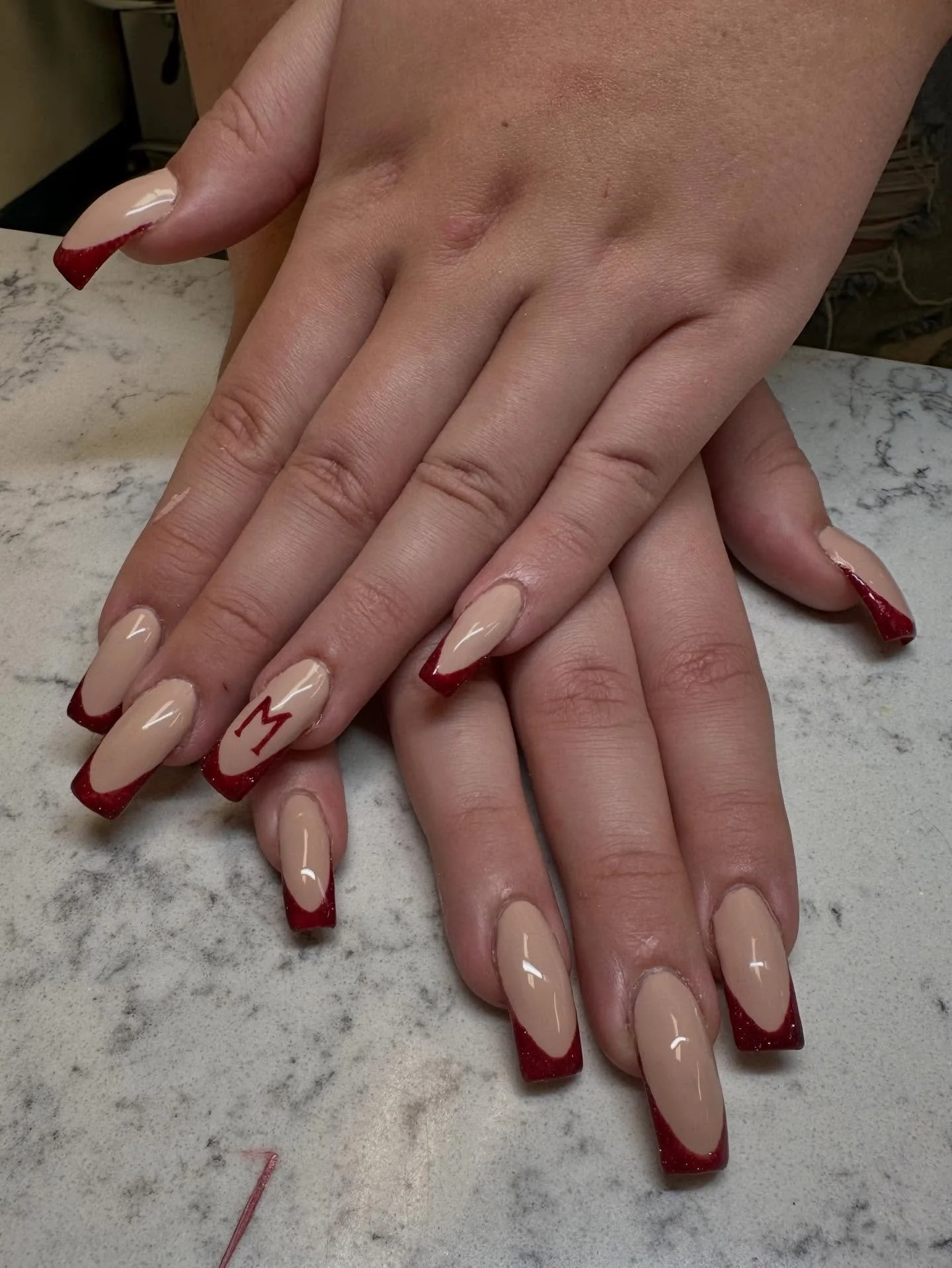 Acrylic practice and a cutie little reflective French &hearts;️

#redfrench #classynails #acrylicnail